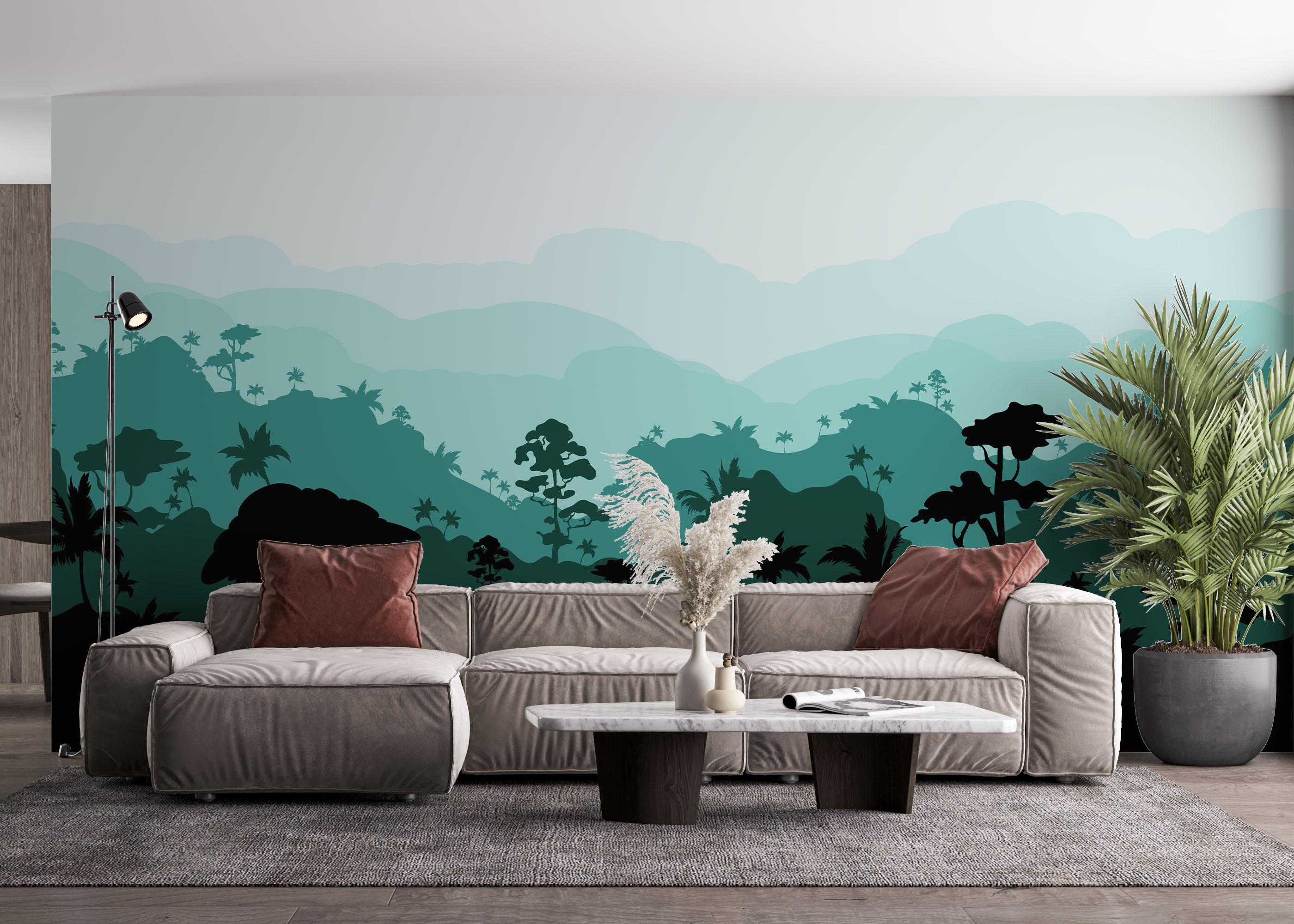 Fototapet Black Green Forest mockup 4