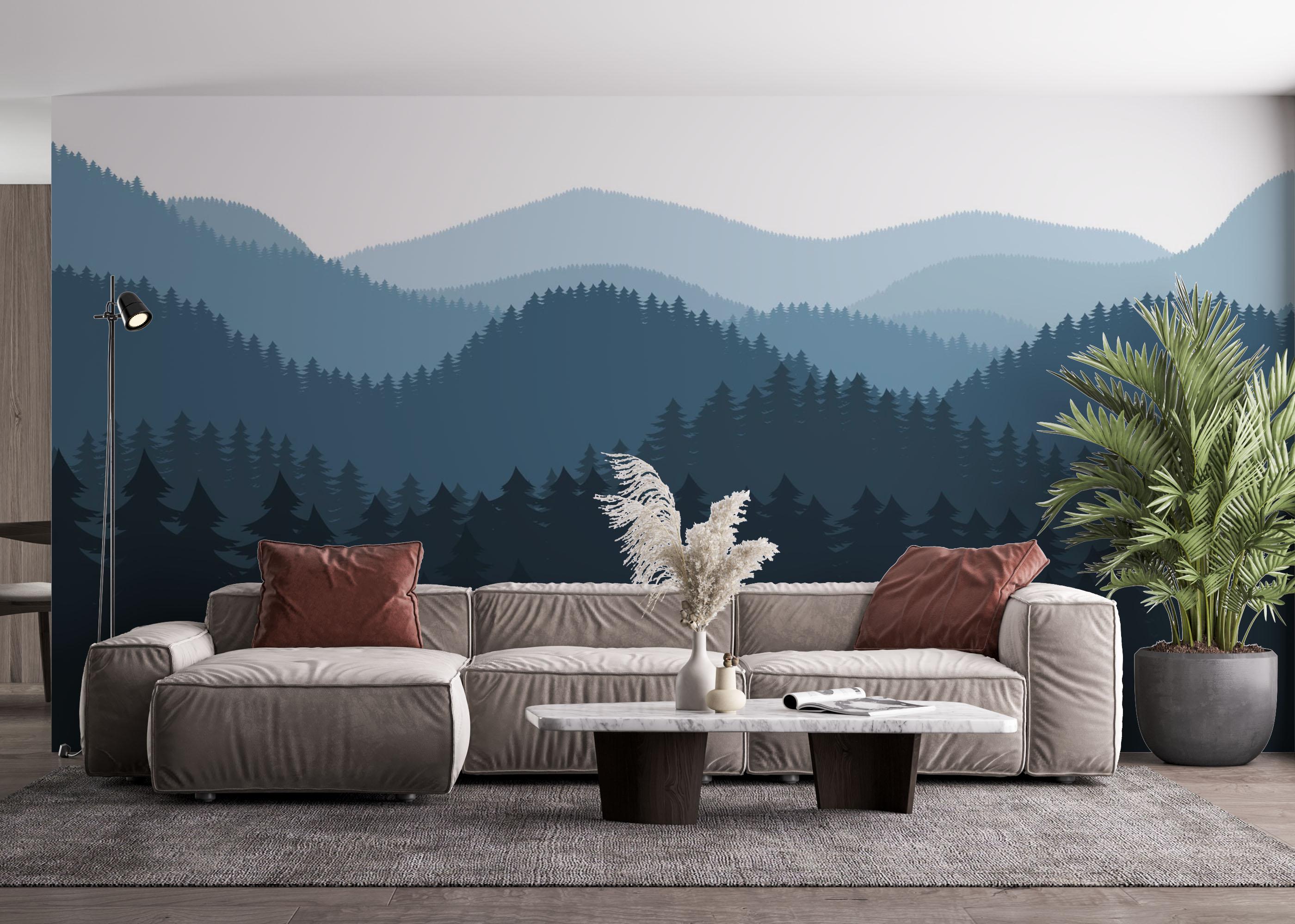 Fototapet Blue Forest Cartoon mockup 4