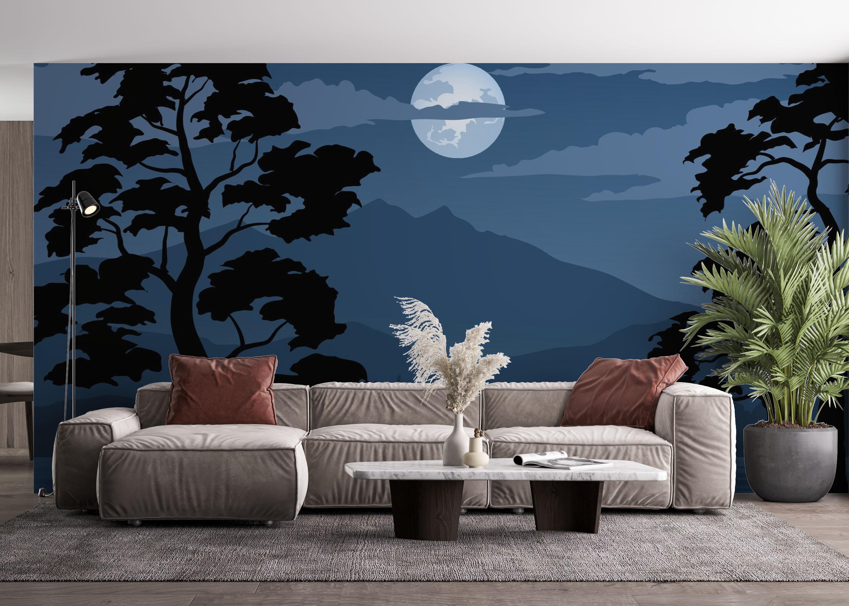 Fototapet Blue Moonlight Night mockup 4