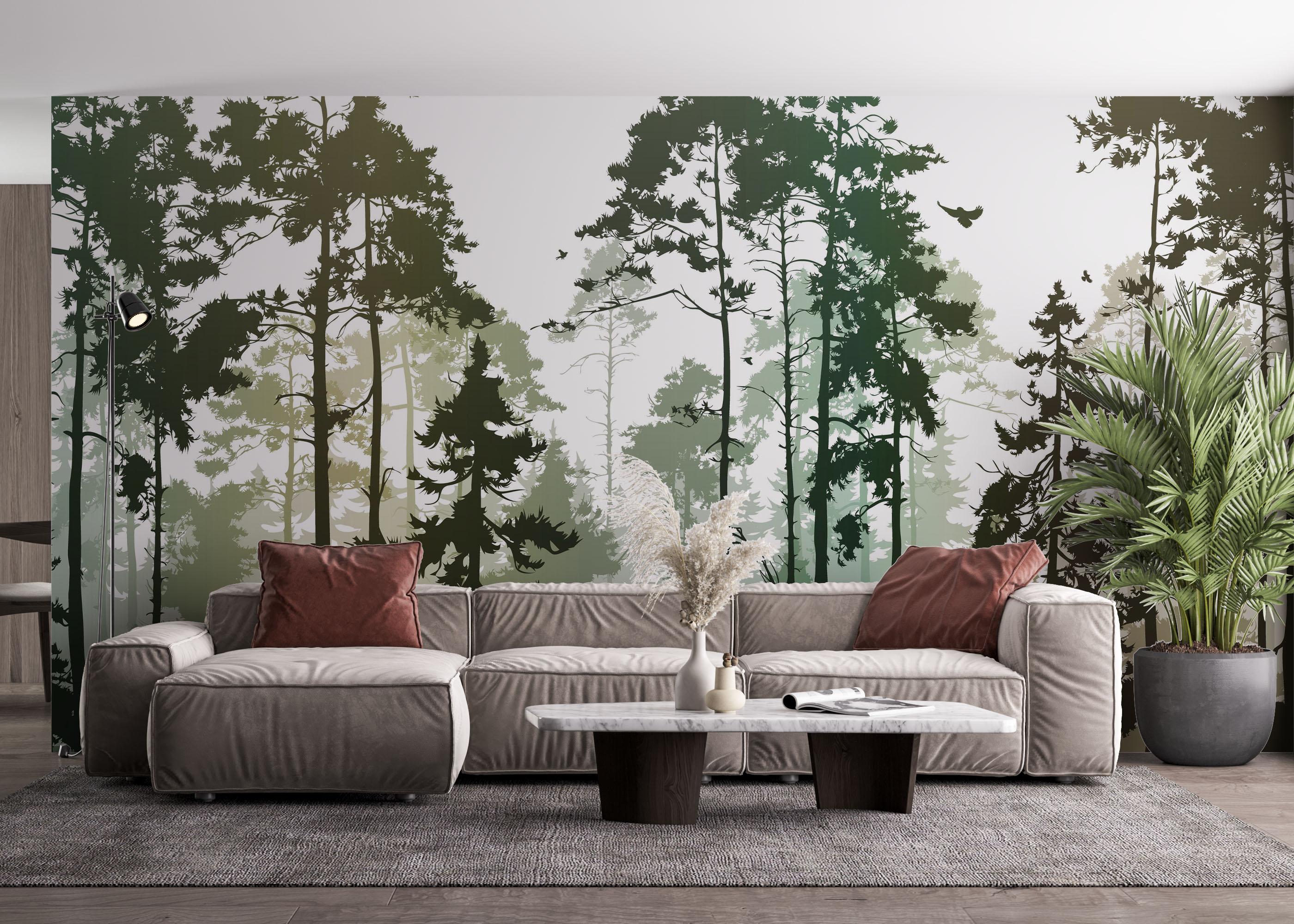 Fototapet Foggy Yellow Forest mockup 4