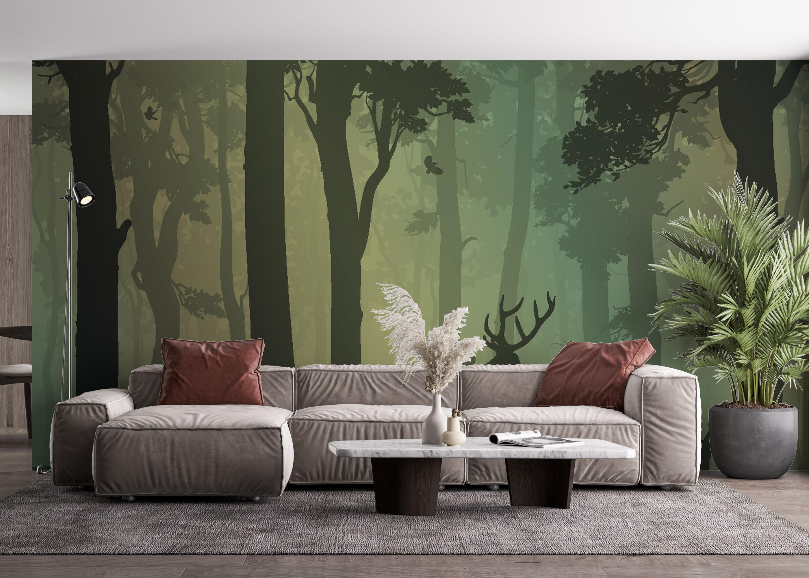 Fototapet Green Forest Deer mockup 4