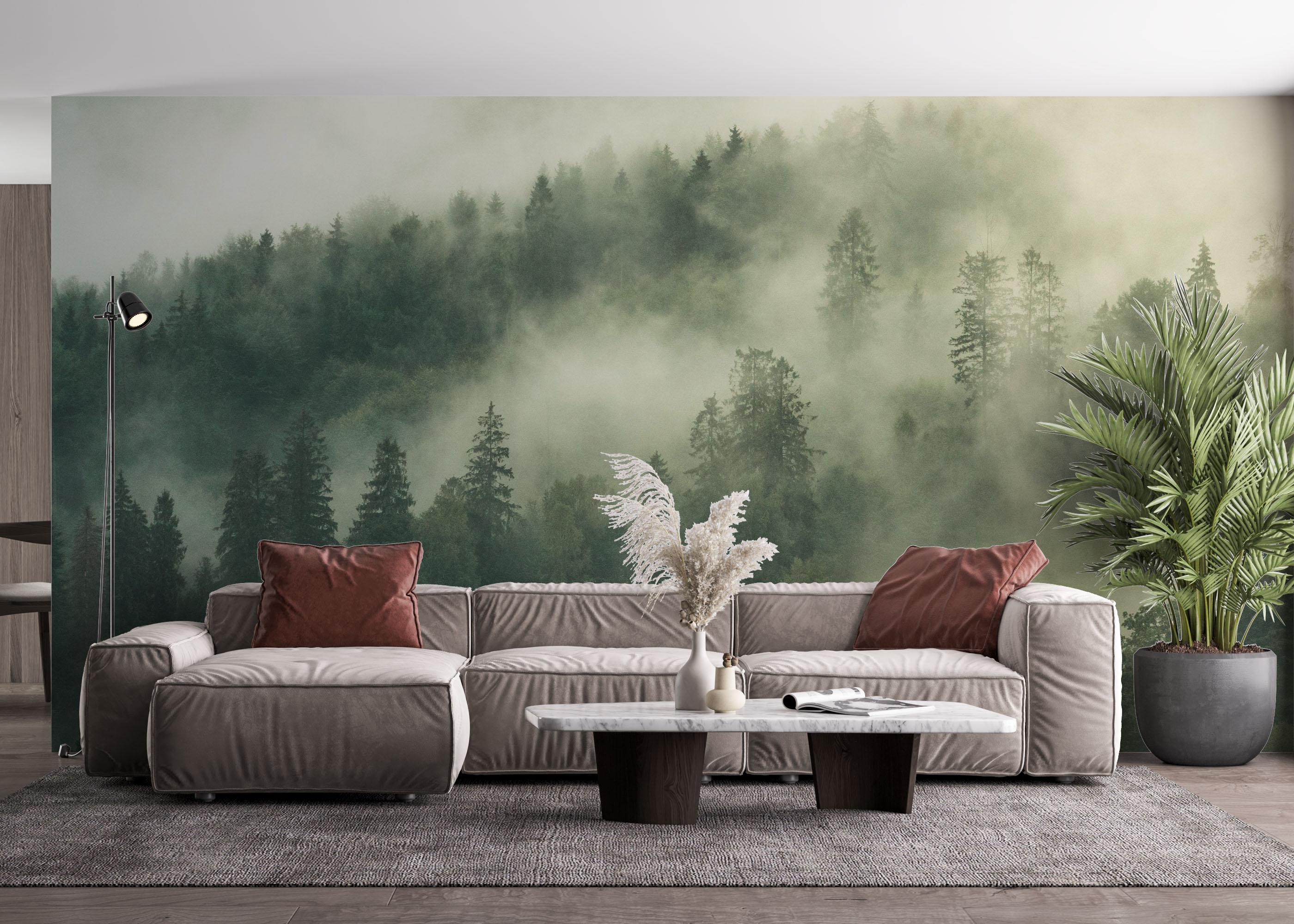 Fototapet Green Forest Fog mockup 4