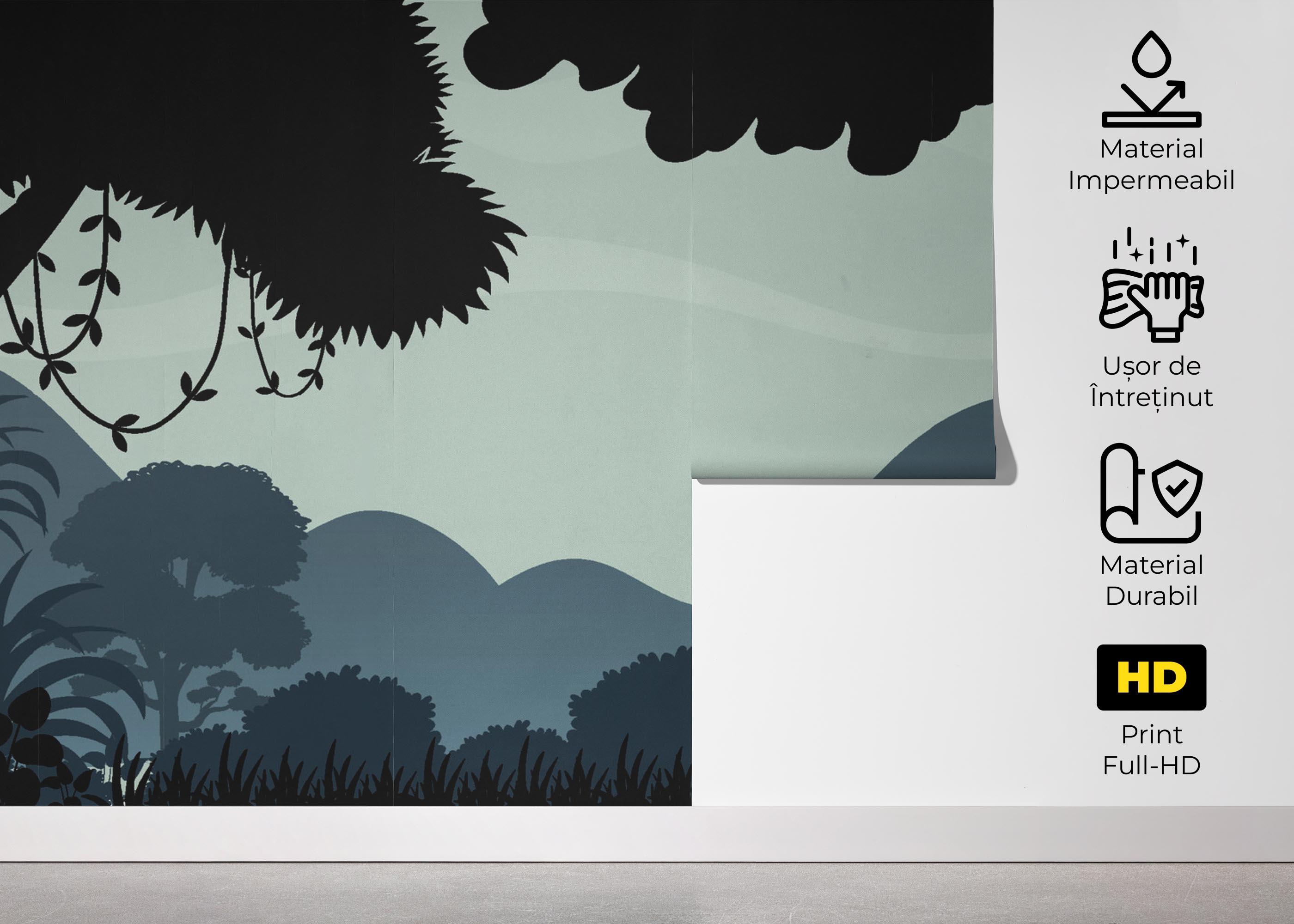 Fototapet Black Blue Forest mockup 5