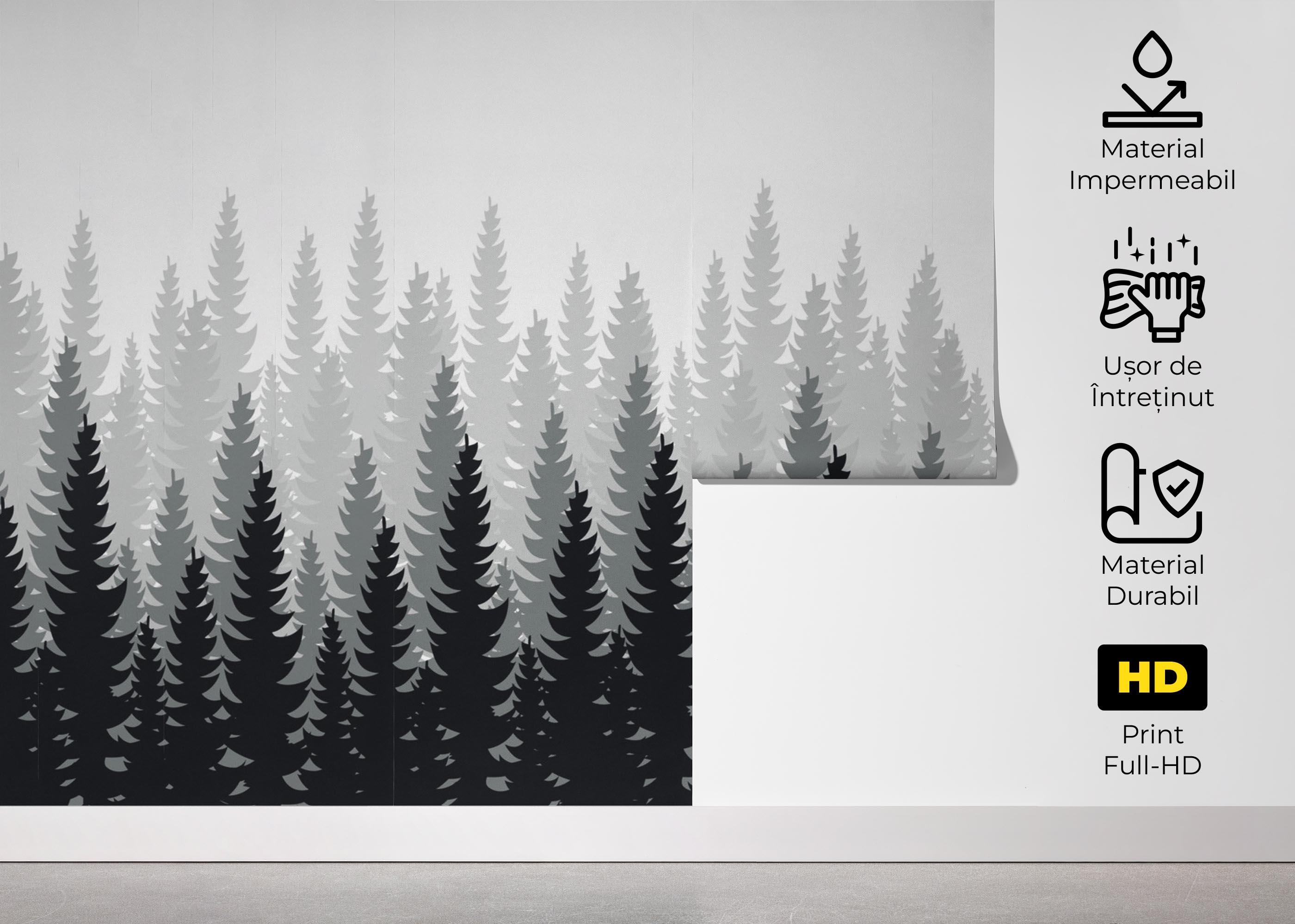 Fototapet Black Cartoon Trees mockup 5