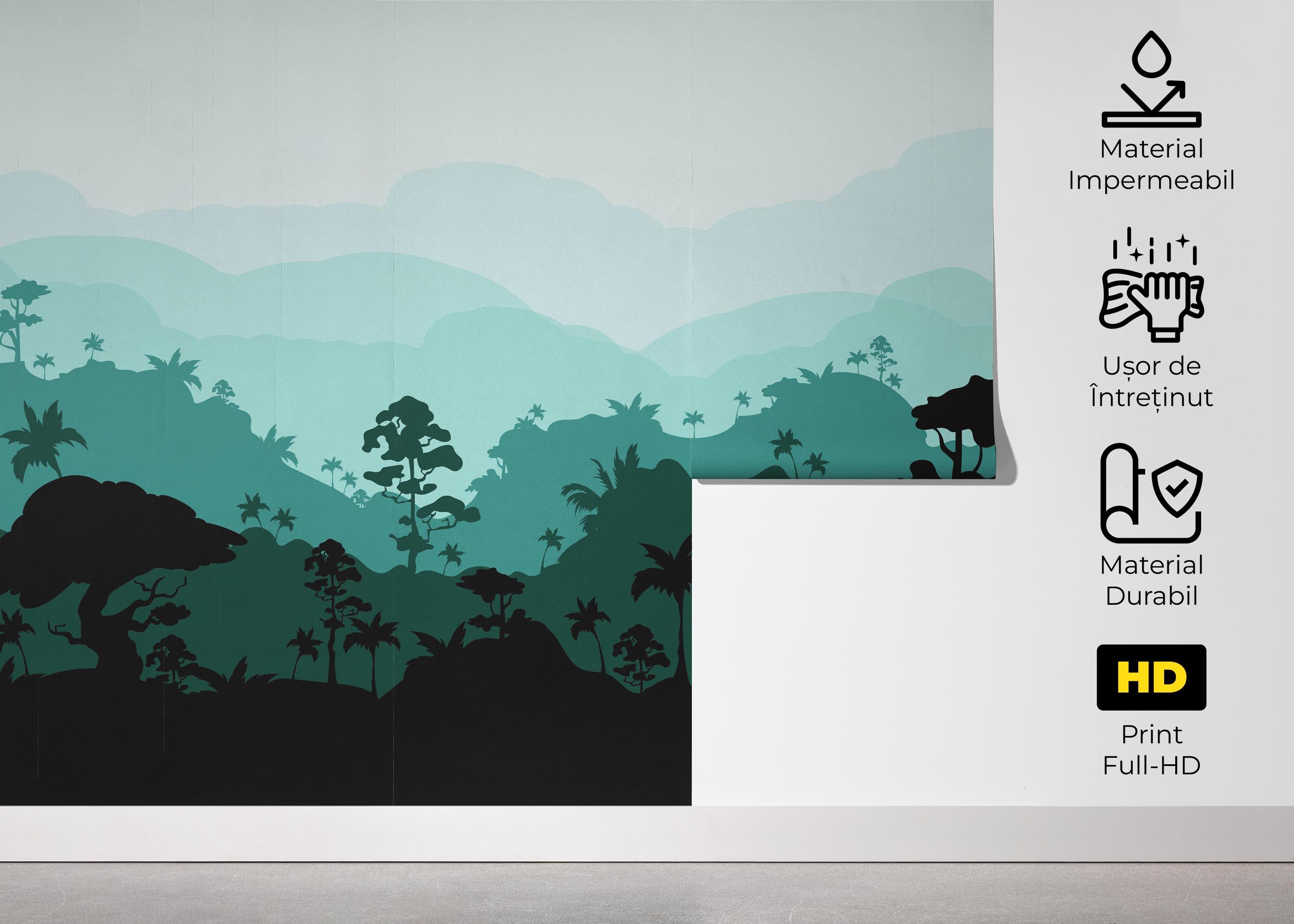 Fototapet Black Green Forest mockup 5