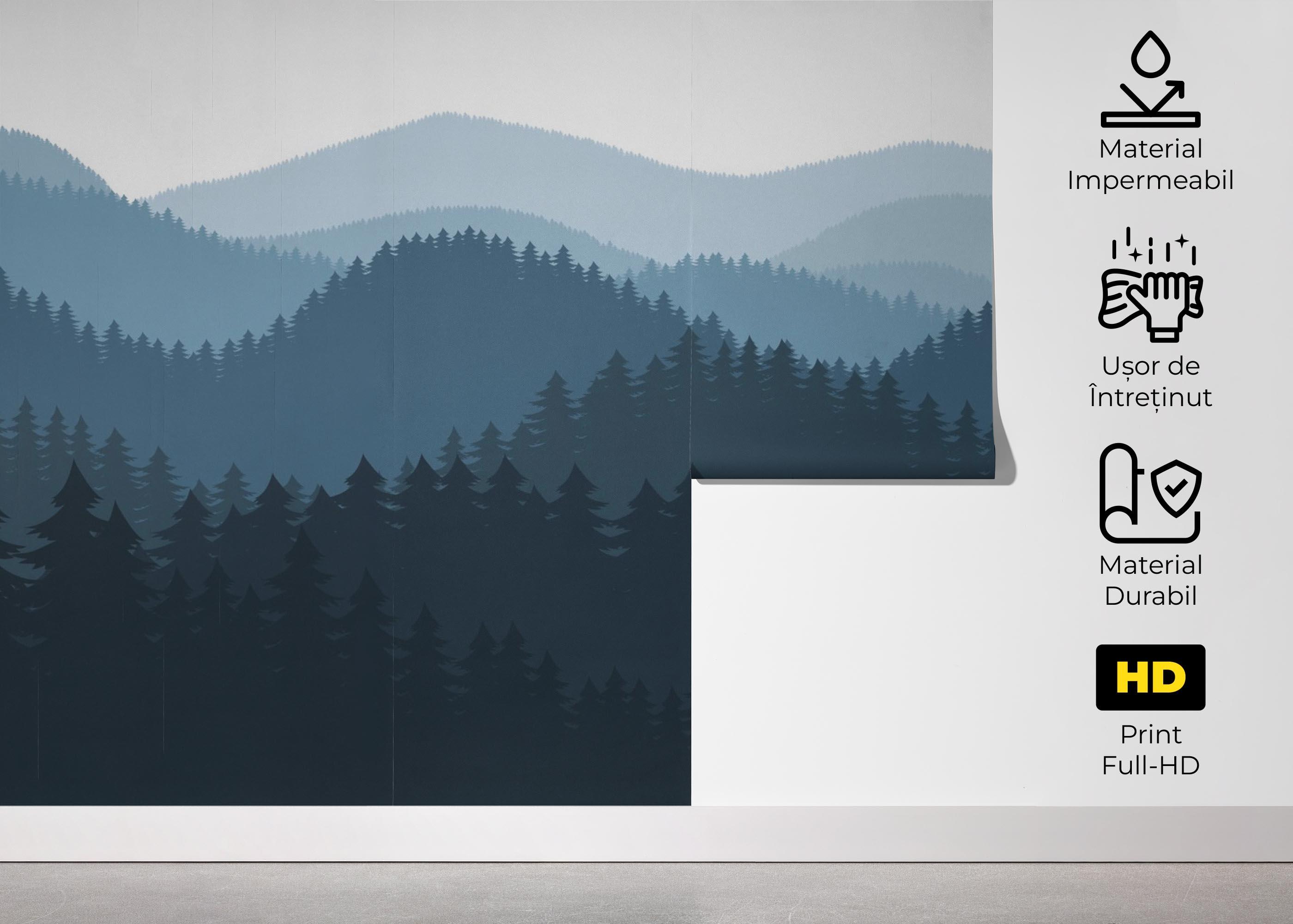 Fototapet Blue Forest Cartoon mockup 5