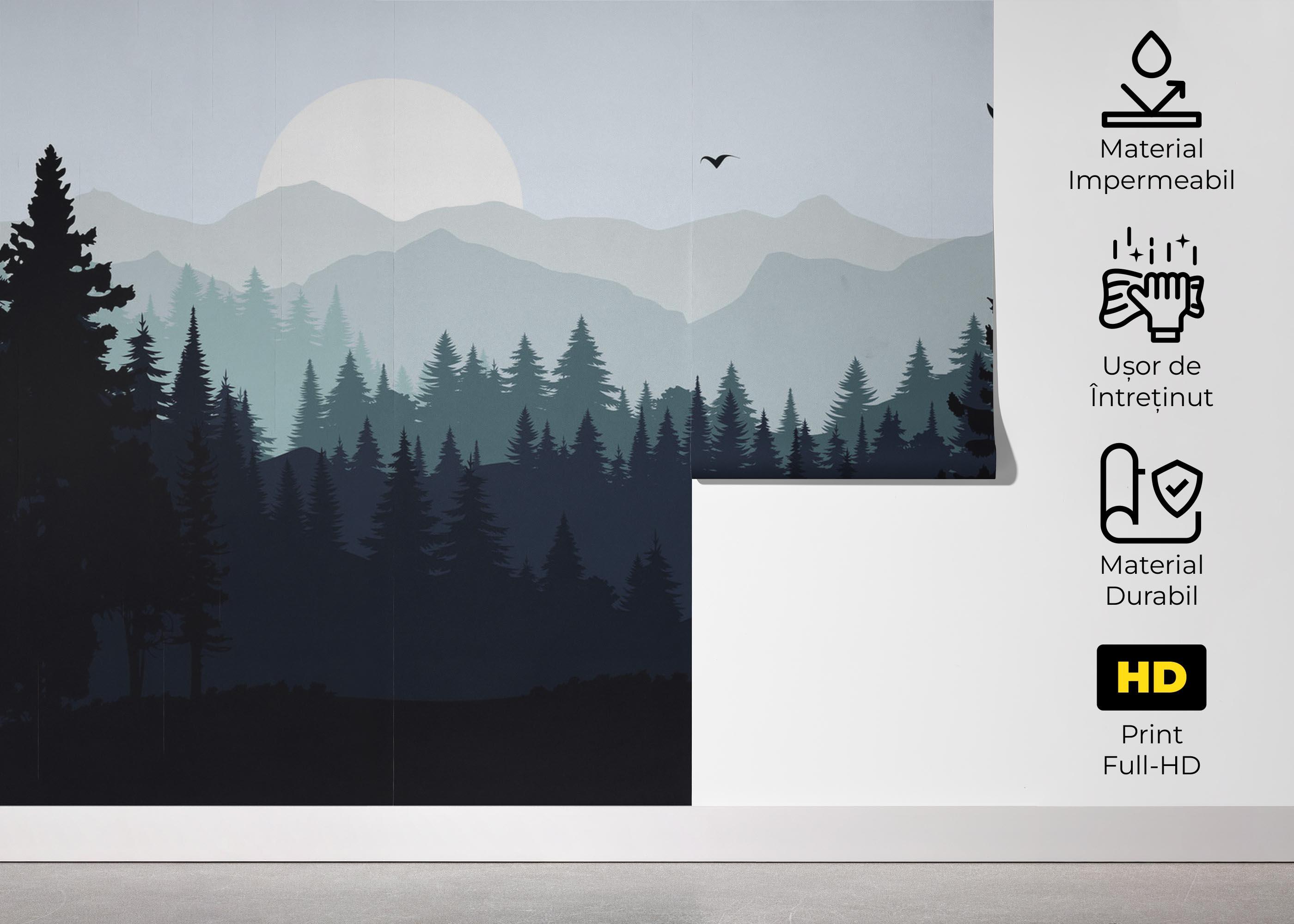 Fototapet Blue Forest Mountain mockup 5