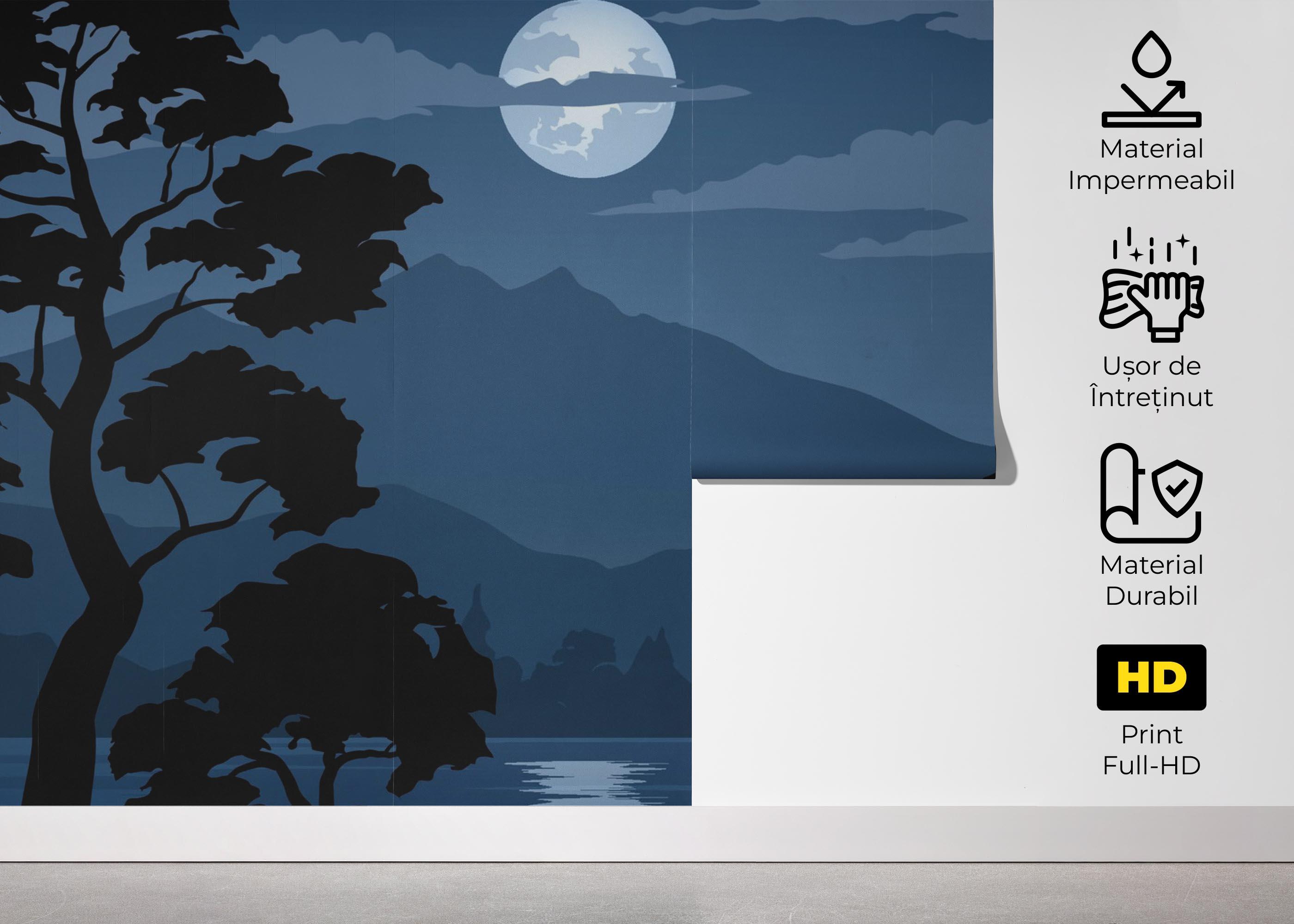 Fototapet Blue Moonlight Night mockup 5