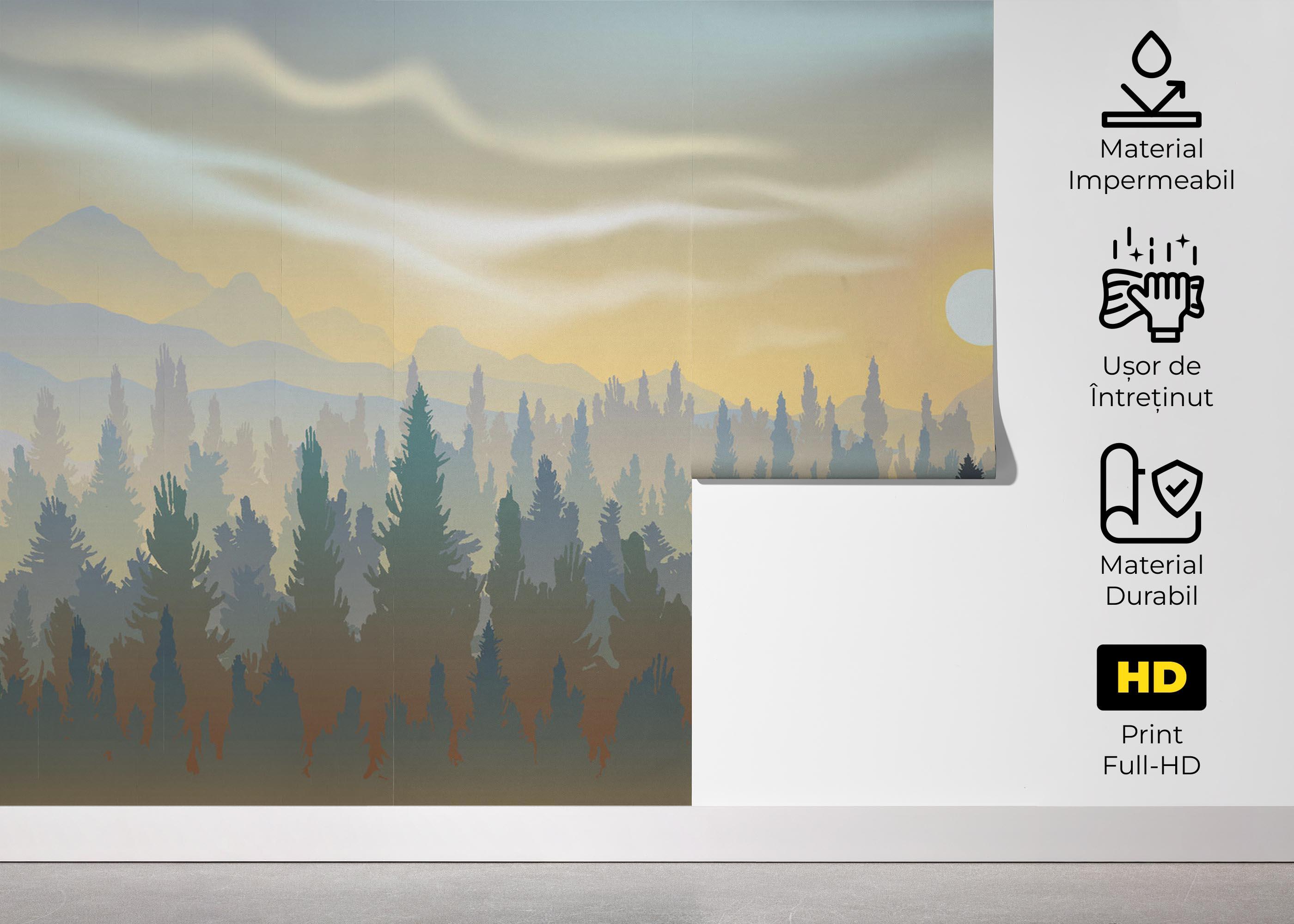 Fototapet Cream Foggy Forest mockup 5