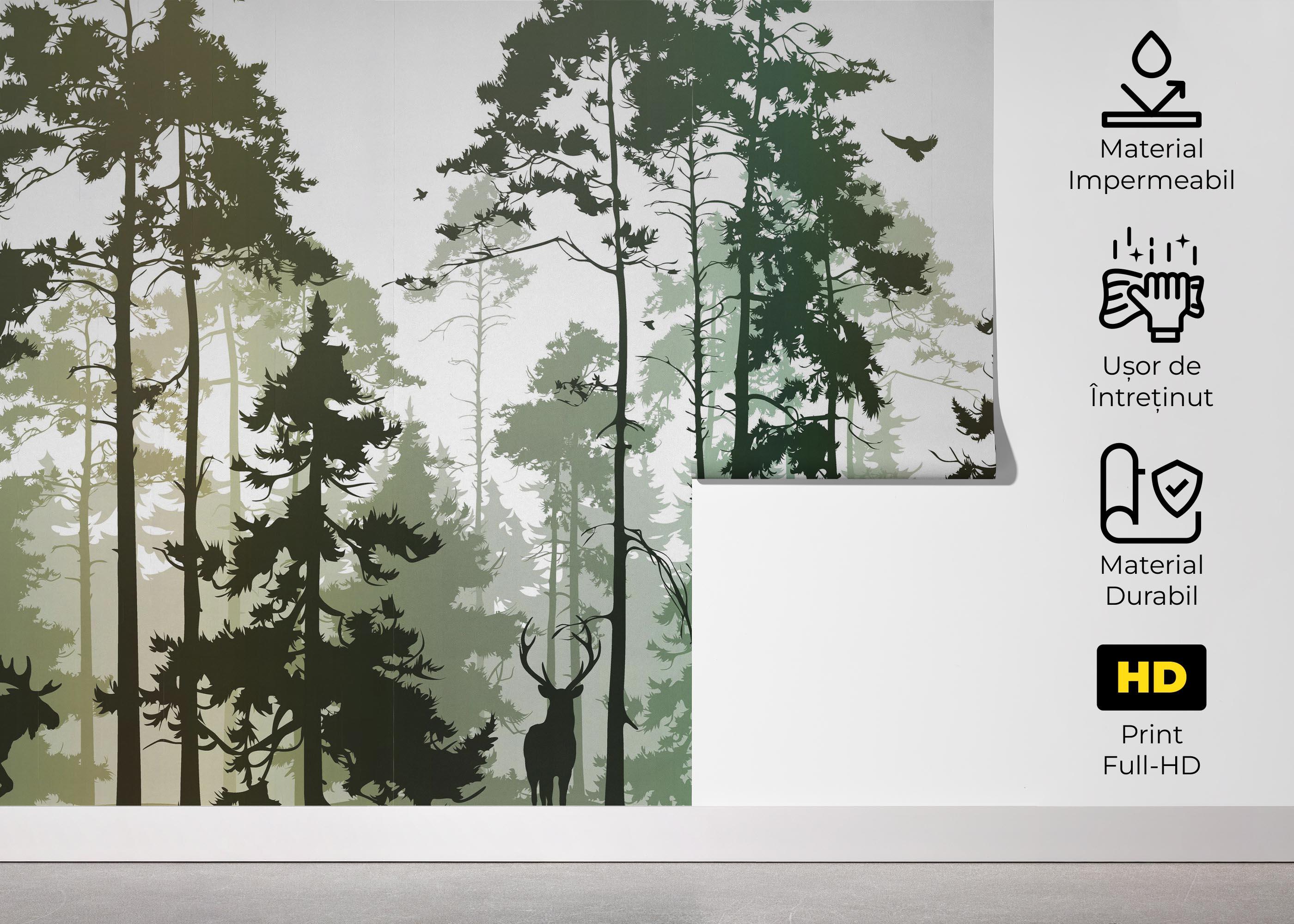 Fototapet Foggy Yellow Forest mockup 5
