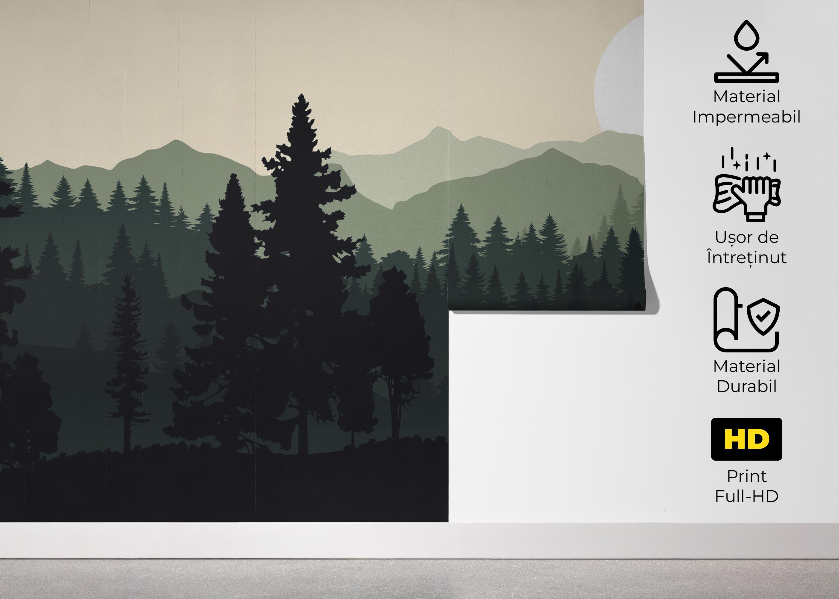 Fototapet Forest Green Mountain mockup 5