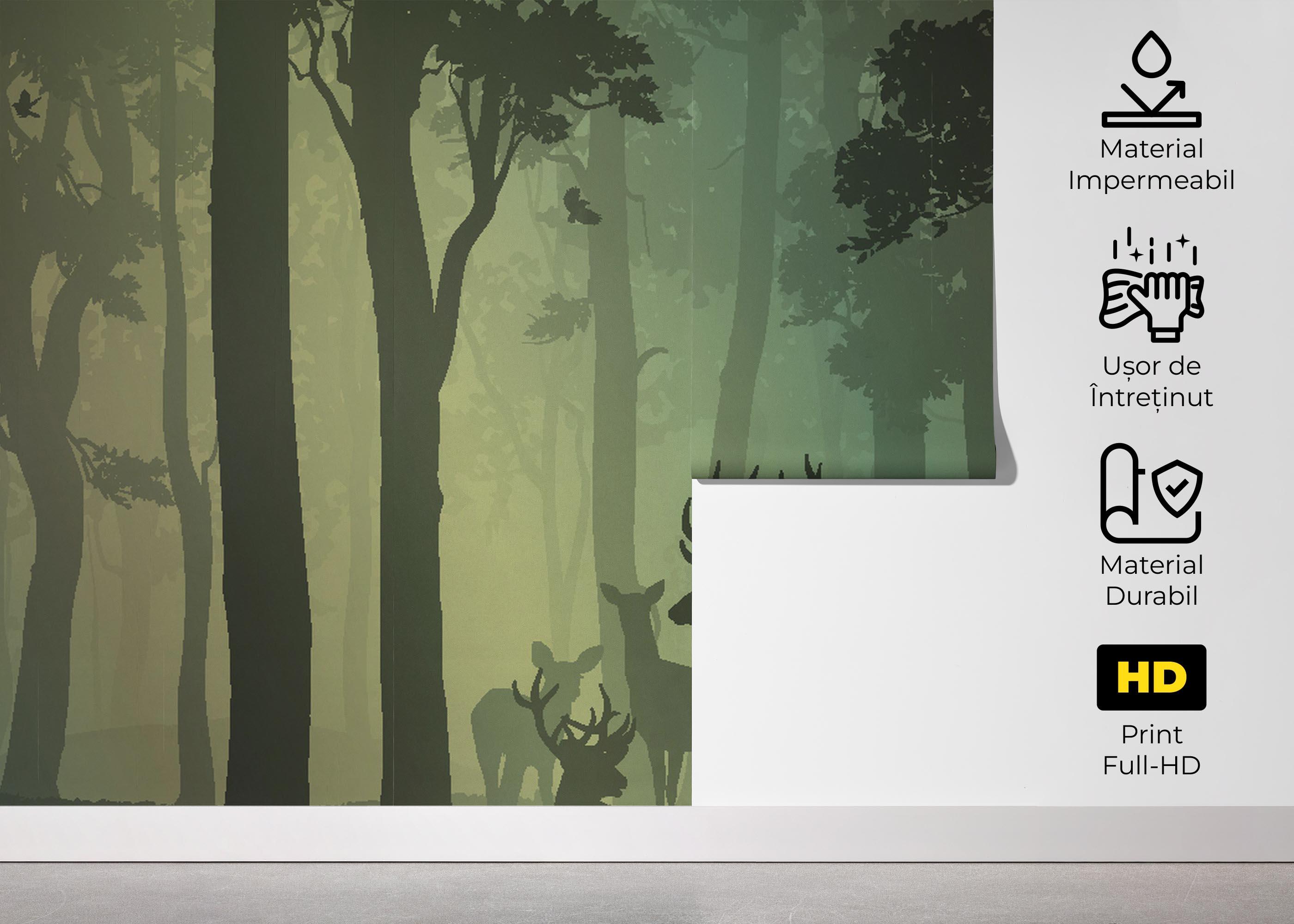 Fototapet Green Forest Deer mockup 5