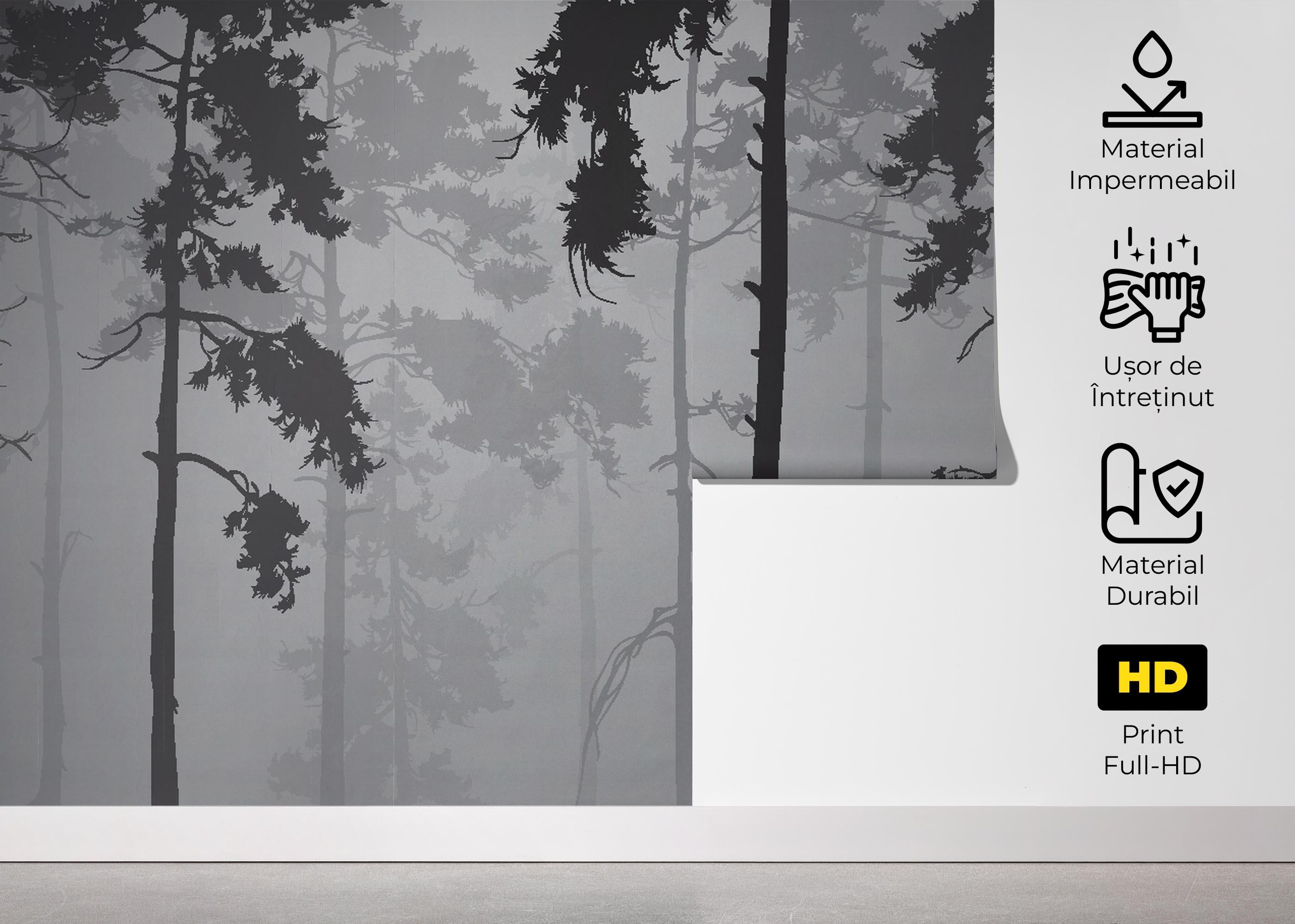 Fototapet Grey Foggy Forest mockup 5