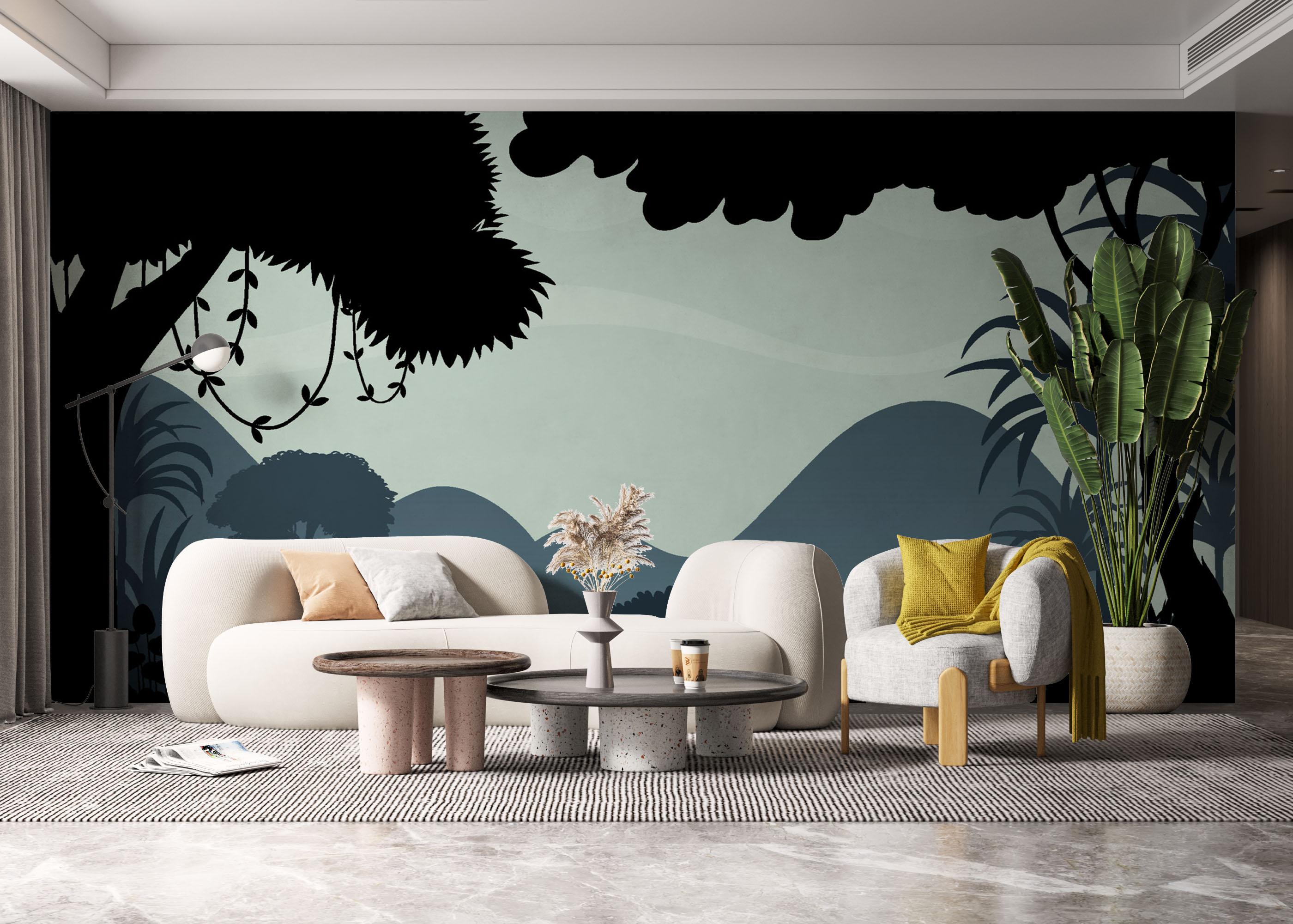 Fototapet Black Blue Forest mockup 6