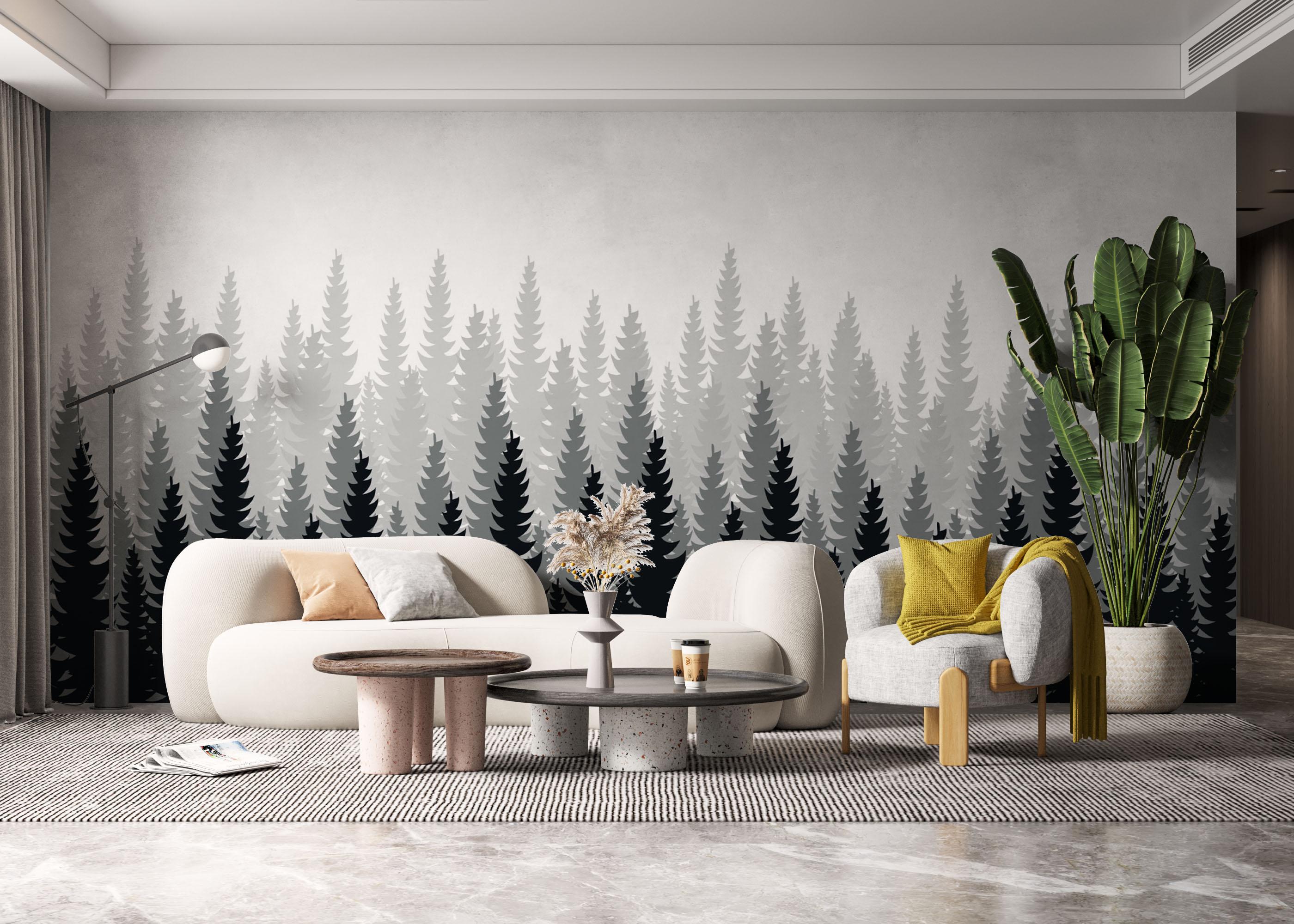 Fototapet Black Cartoon Trees mockup 6