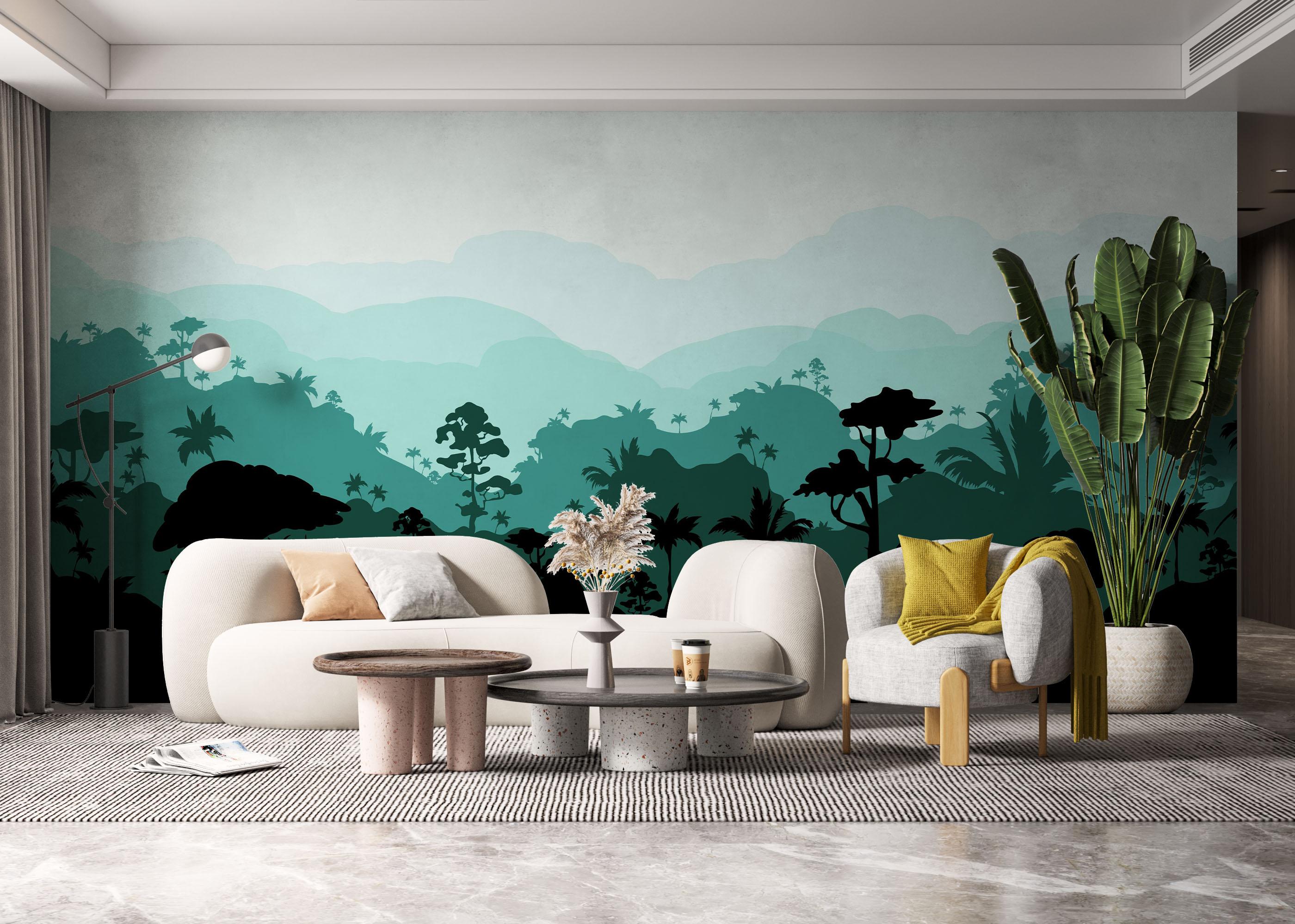 Fototapet Black Green Forest mockup 6