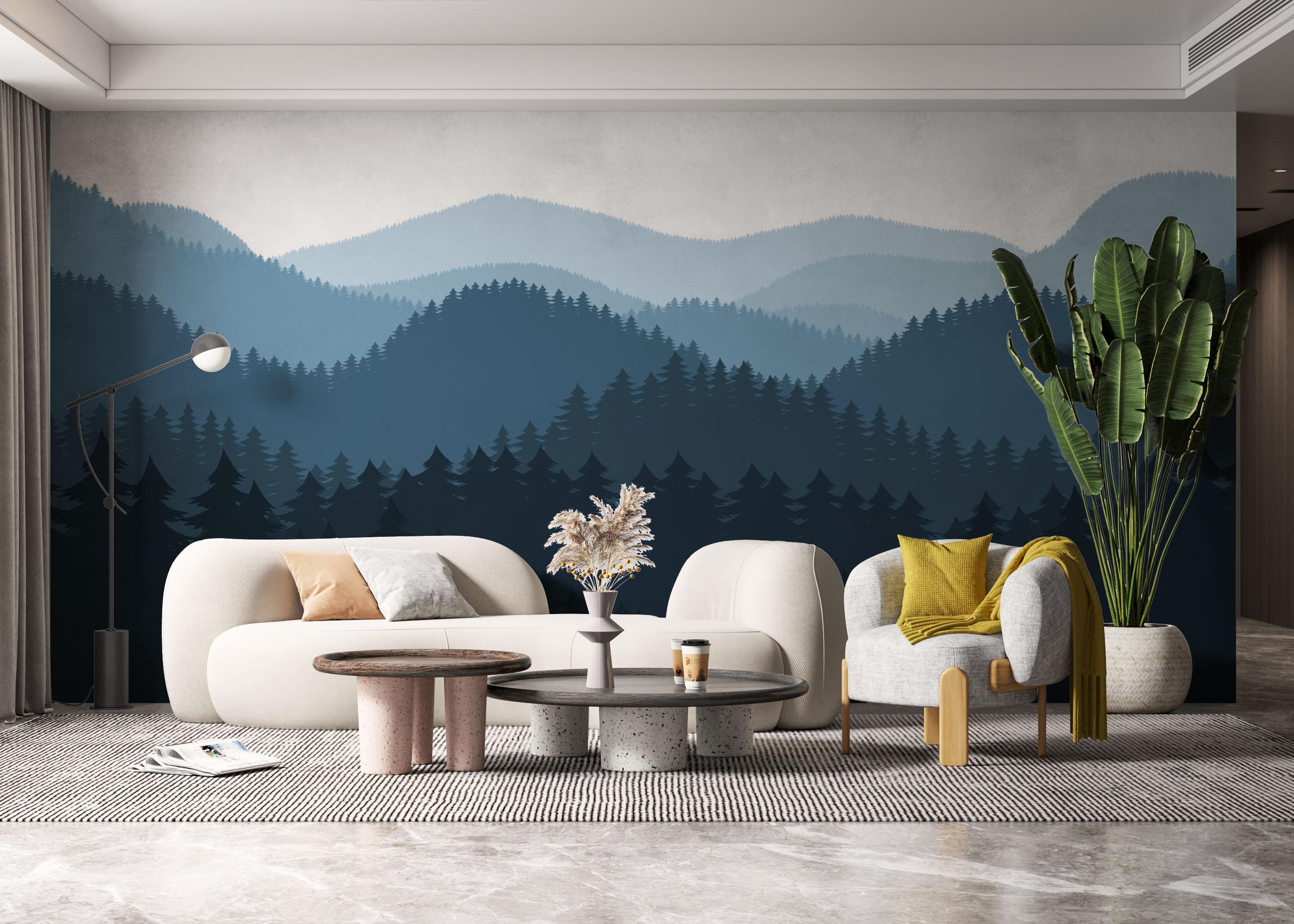 Fototapet Blue Forest Cartoon mockup 6