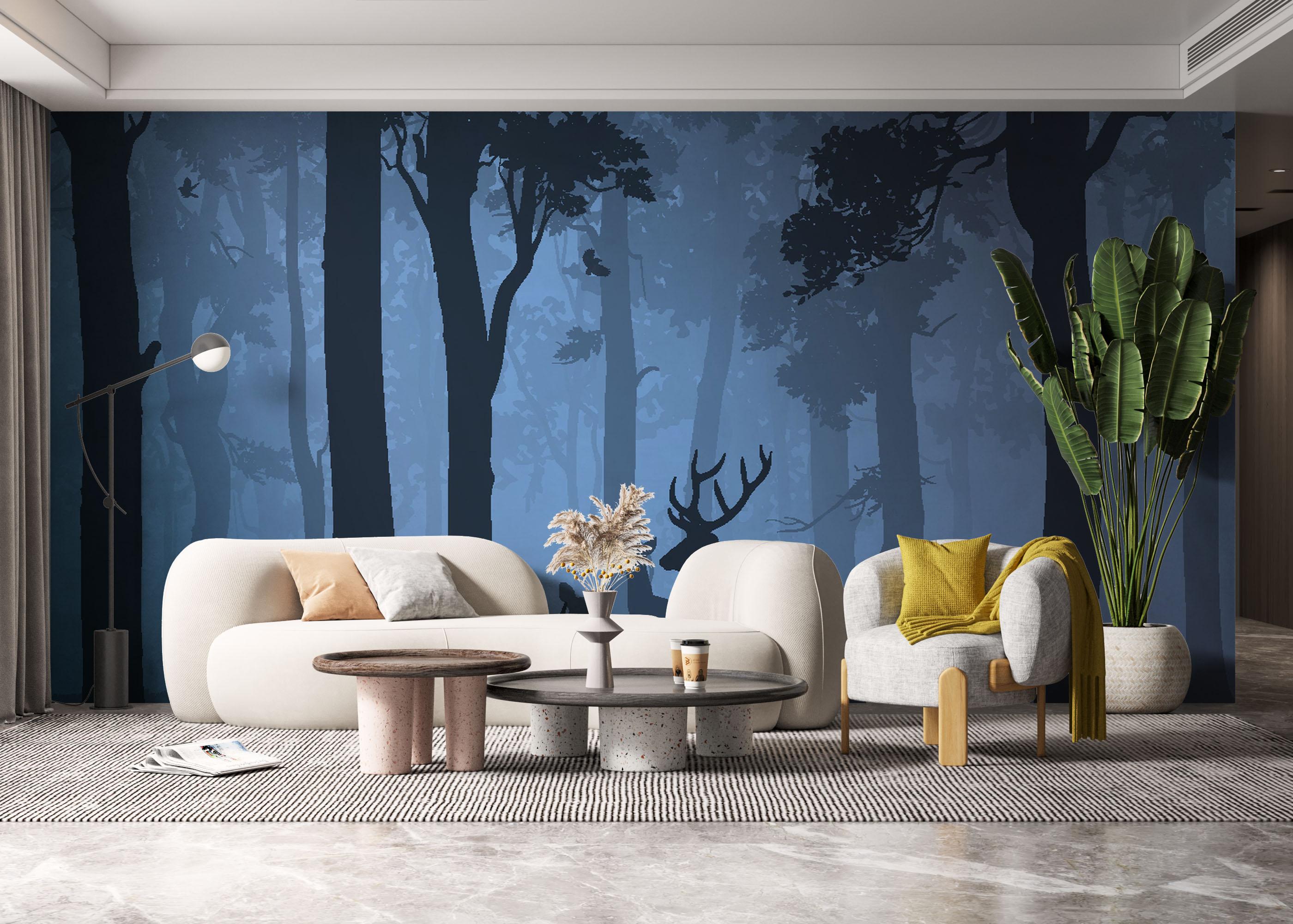 Fototapet Blue Forest Deer mockup 6