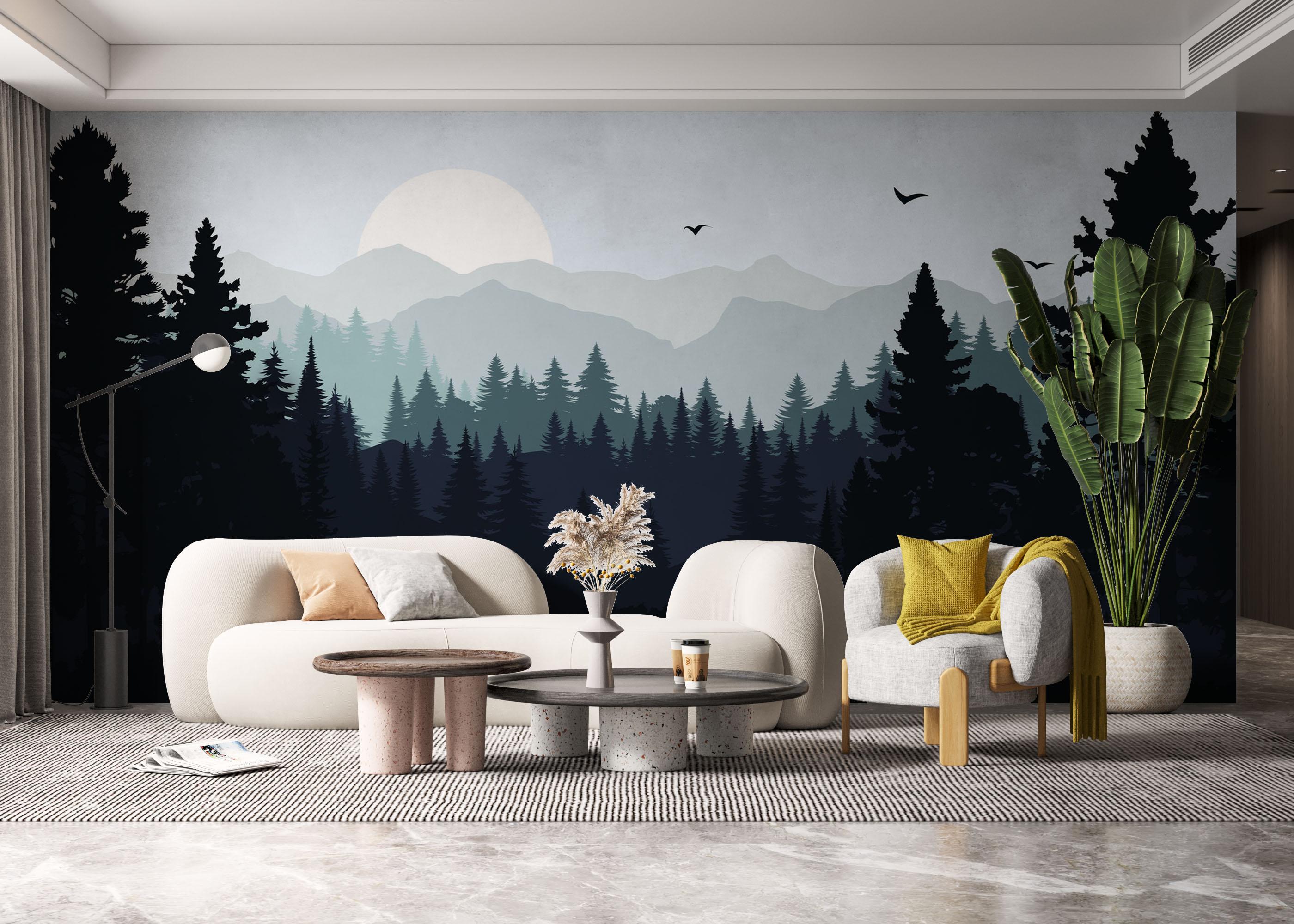 Fototapet Blue Forest Mountain mockup 6