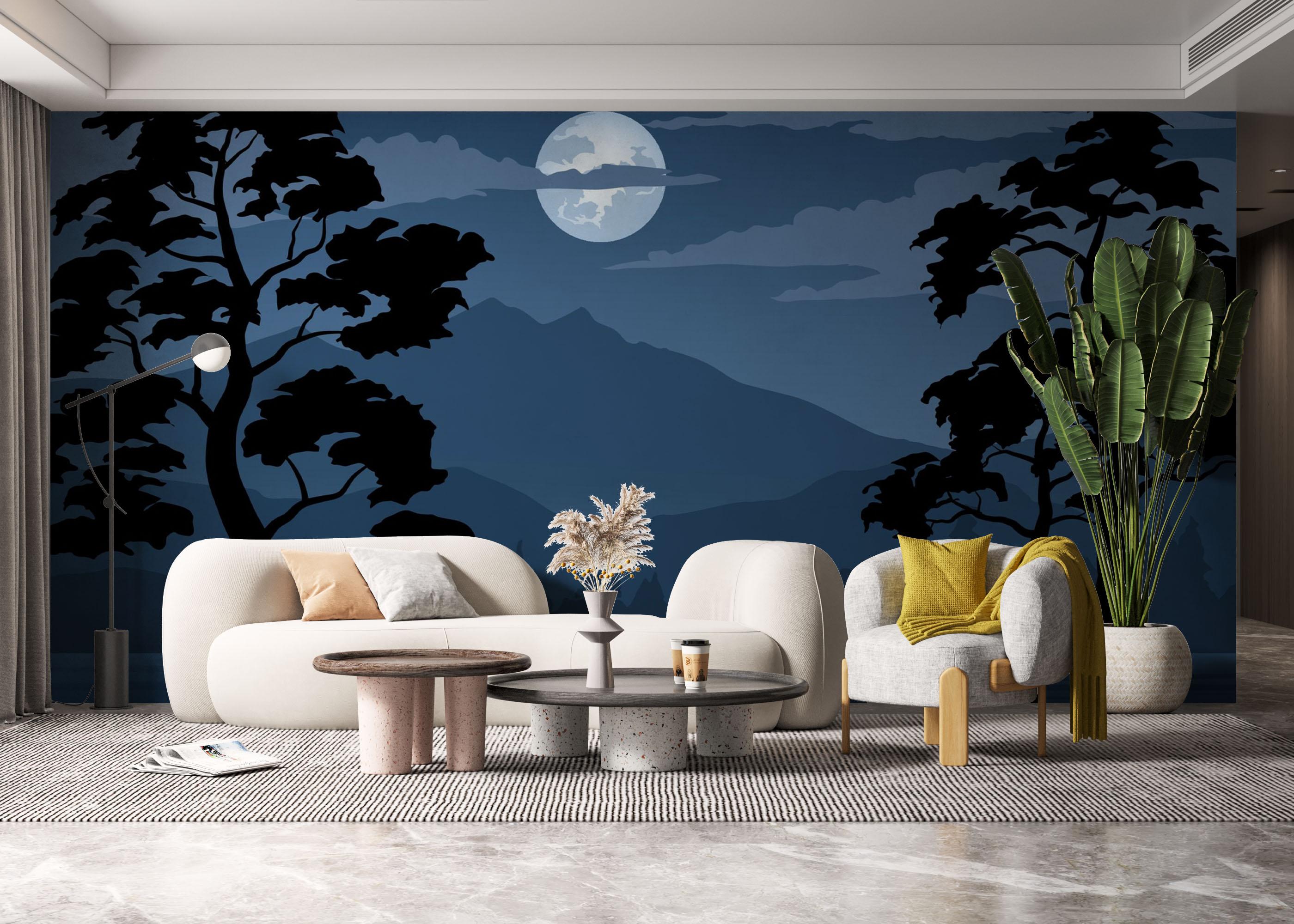 Fototapet Blue Moonlight Night mockup 6