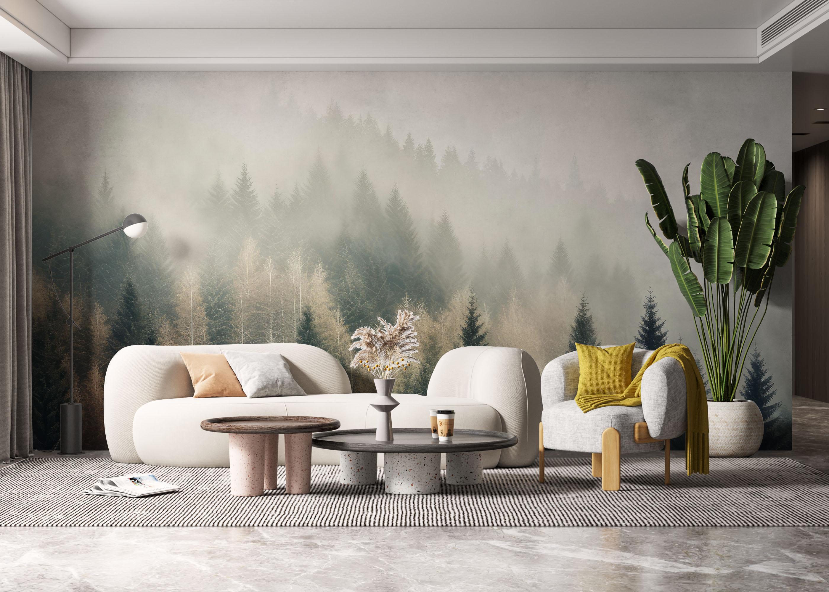 Fototapet Cream Green Trees mockup 6