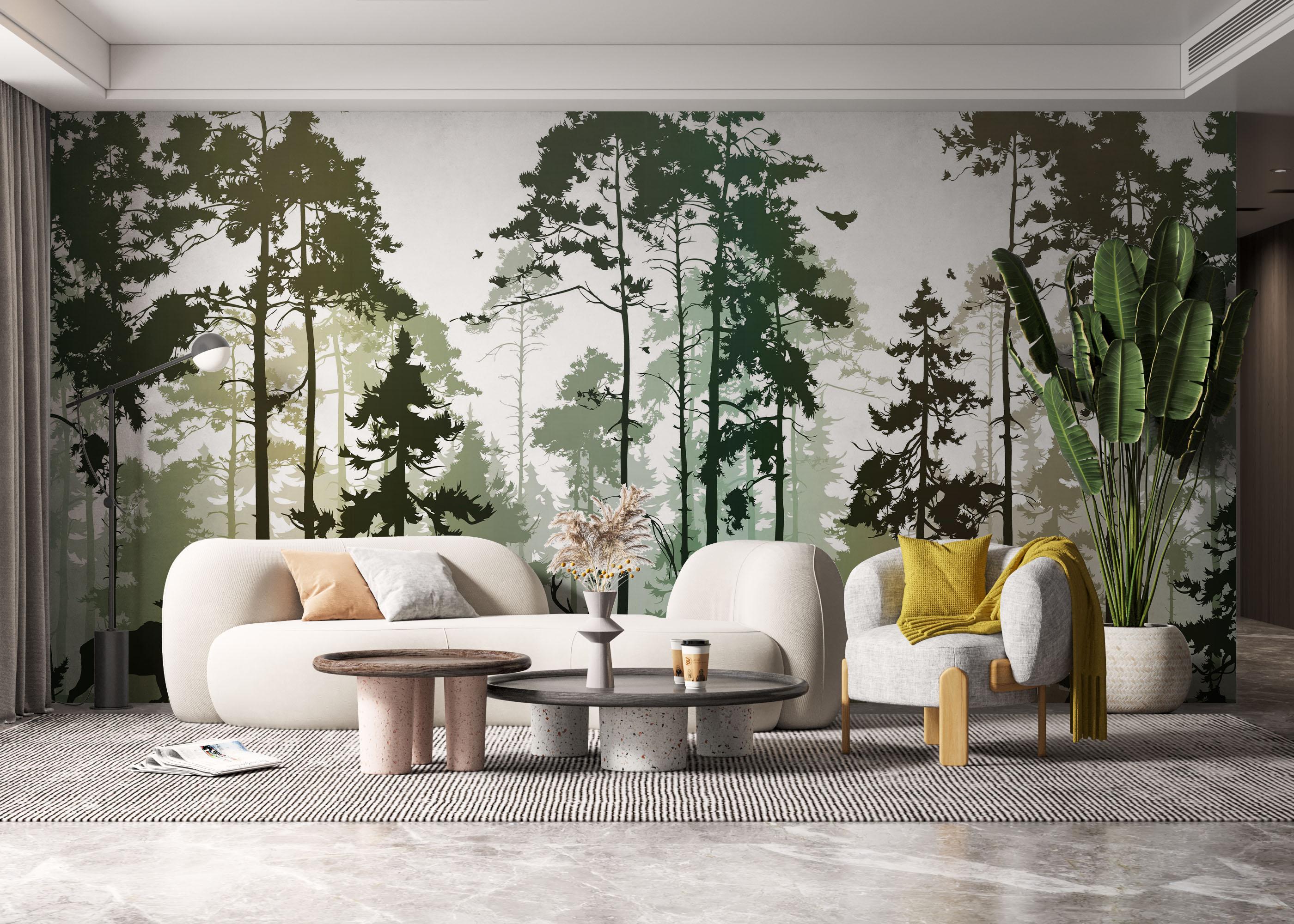 Fototapet Foggy Yellow Forest mockup 6