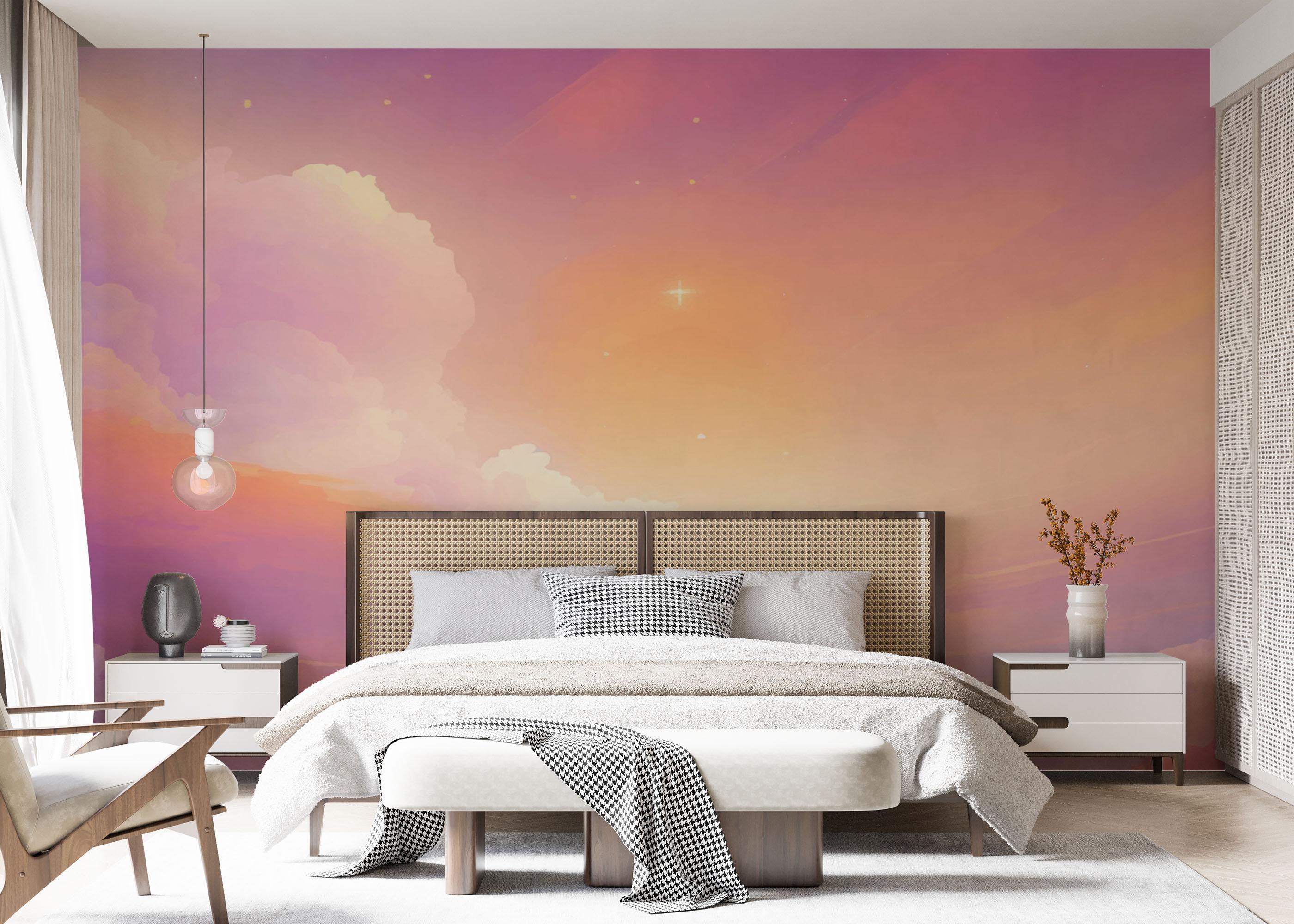 Fototapet Orange Pink Clouds mockup 7