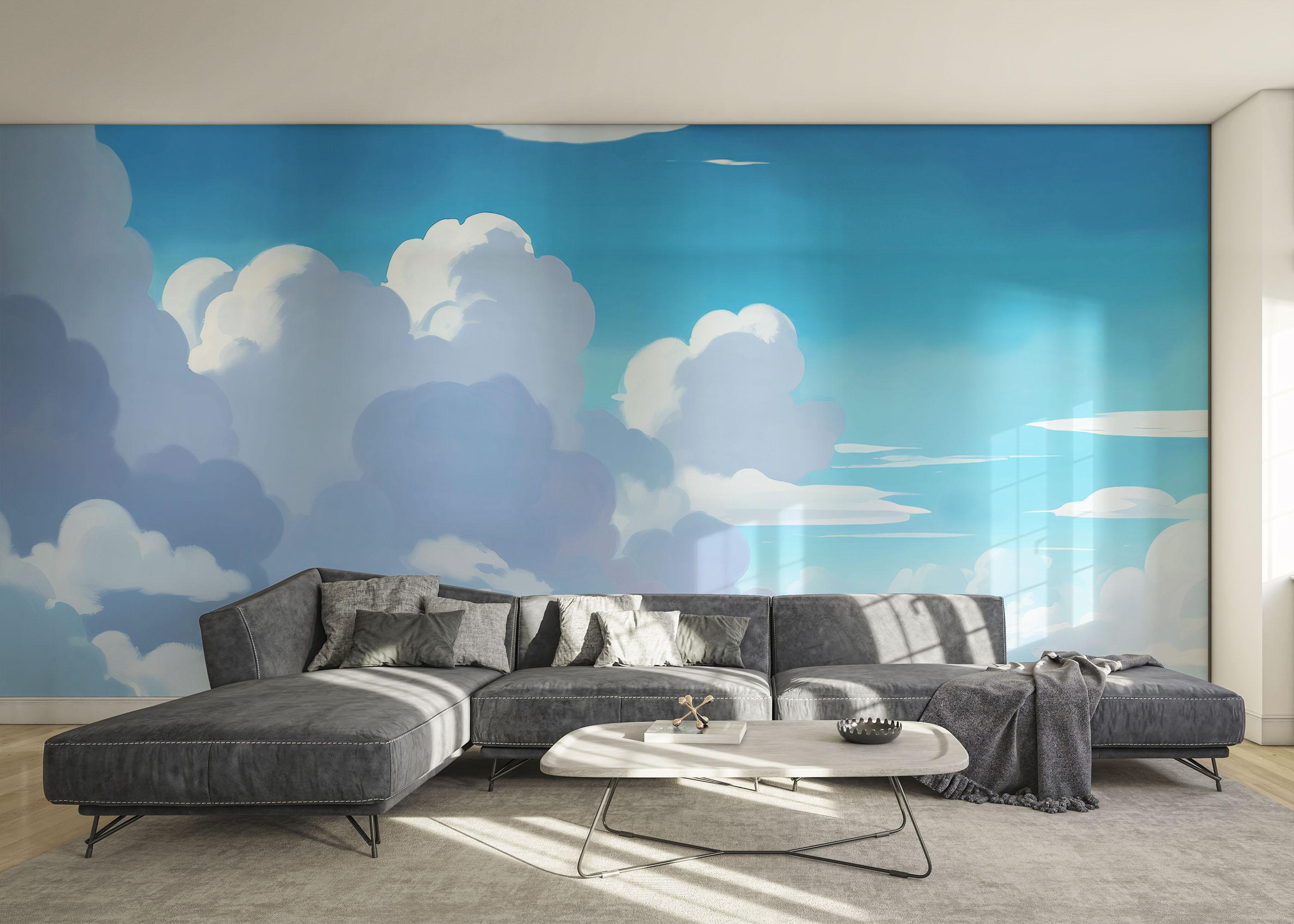 Fototapet Fluffy Clouds Art mockup 0