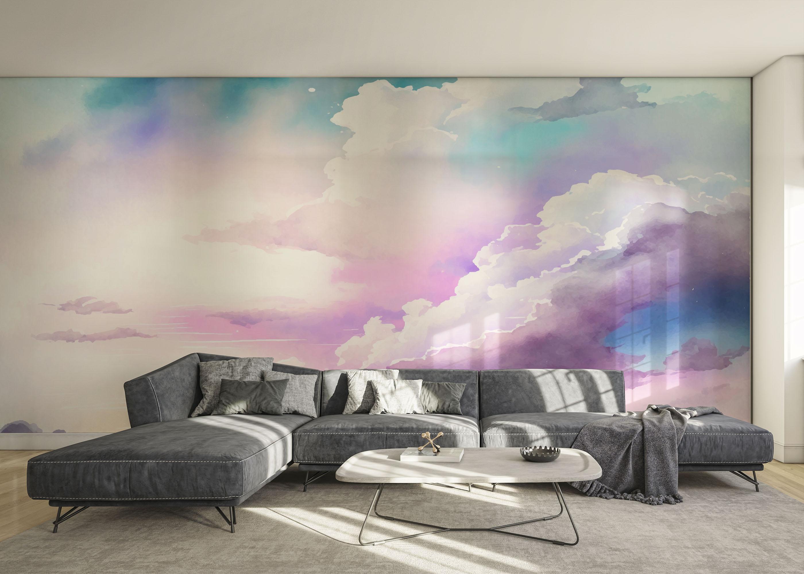 Fototapet Watercolor Purple Sky mockup 0