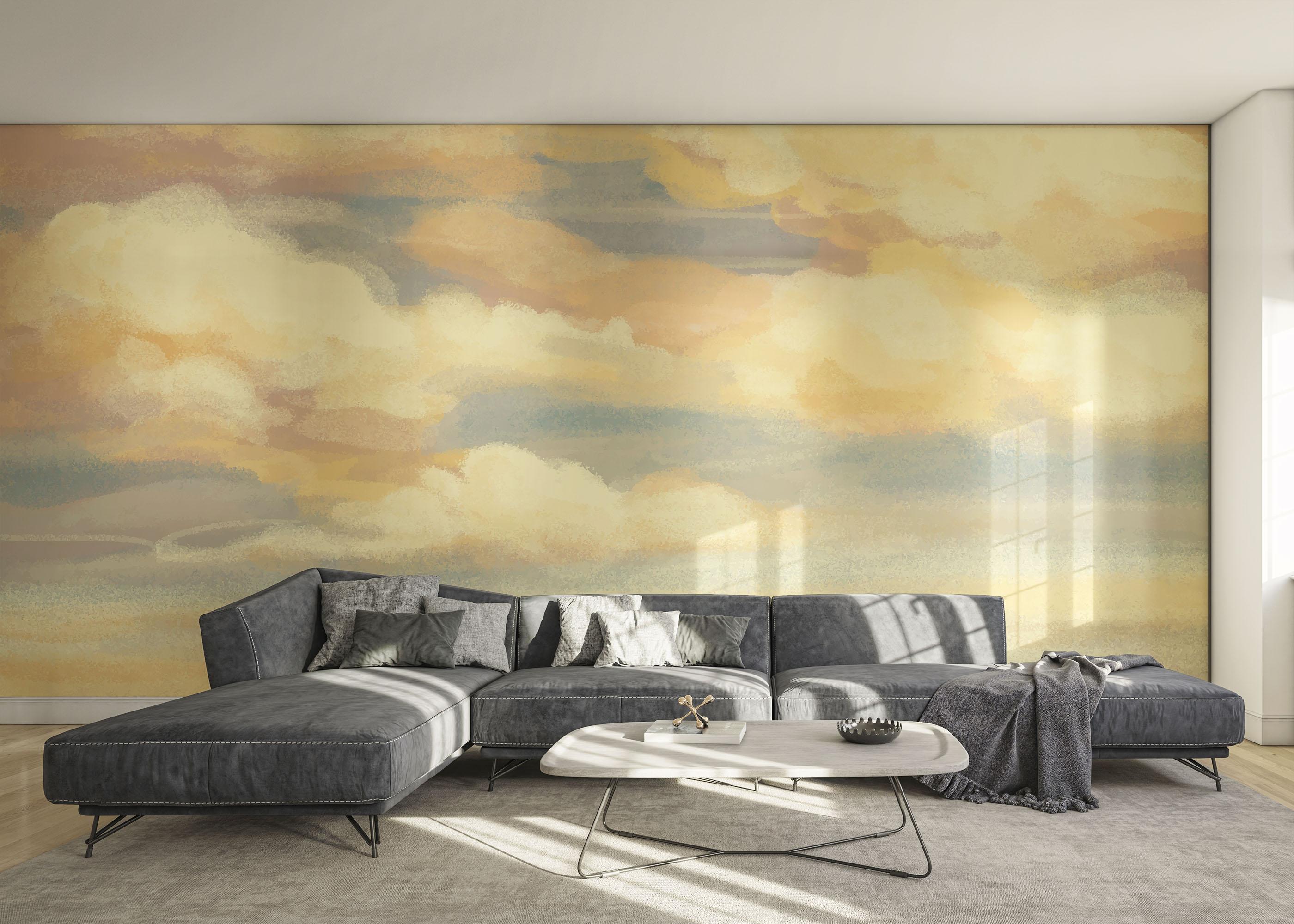 Fototapet Yellow Cream Clouds mockup 0
