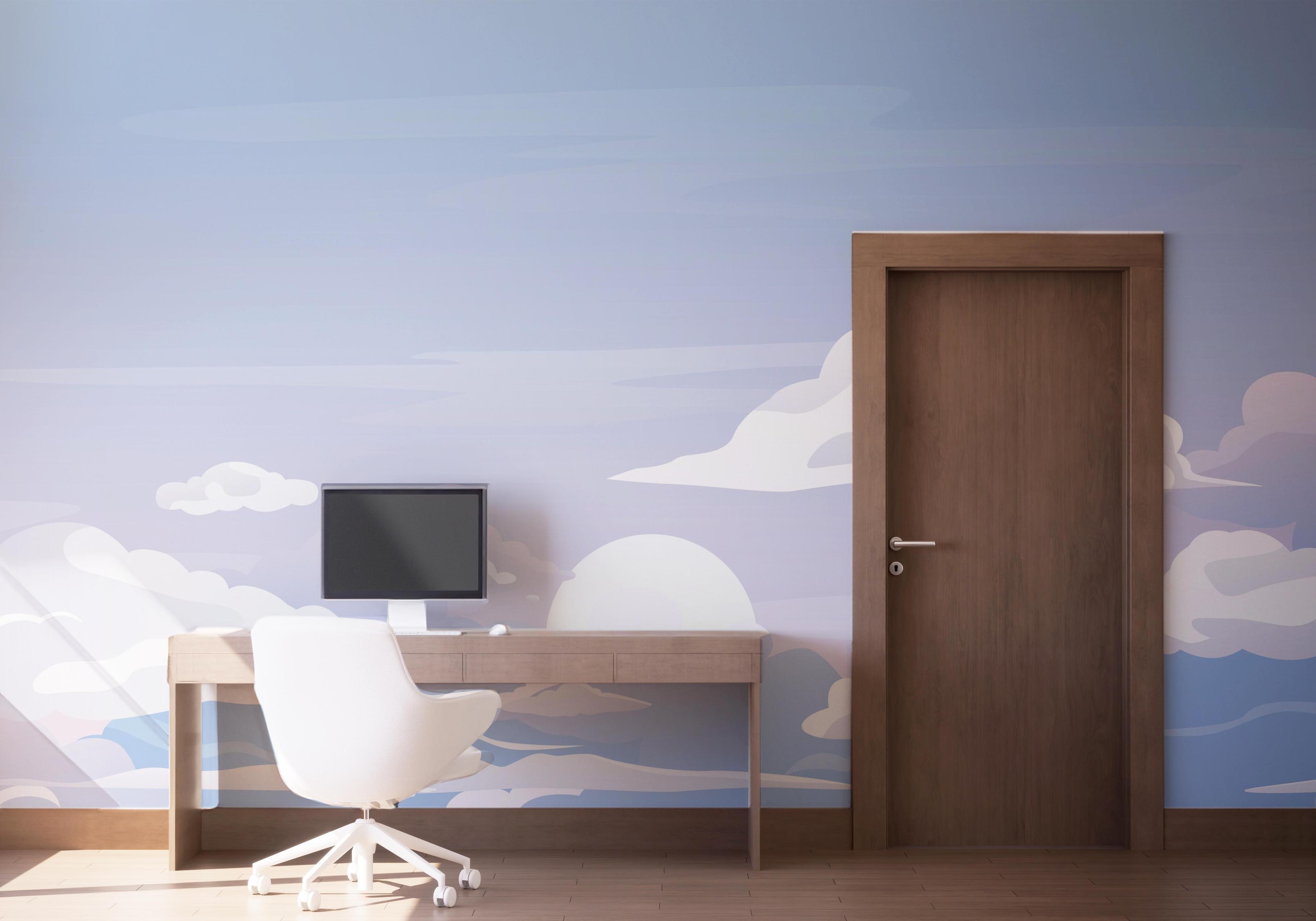 Fototapet Cartoon Clouds Art mockup 1