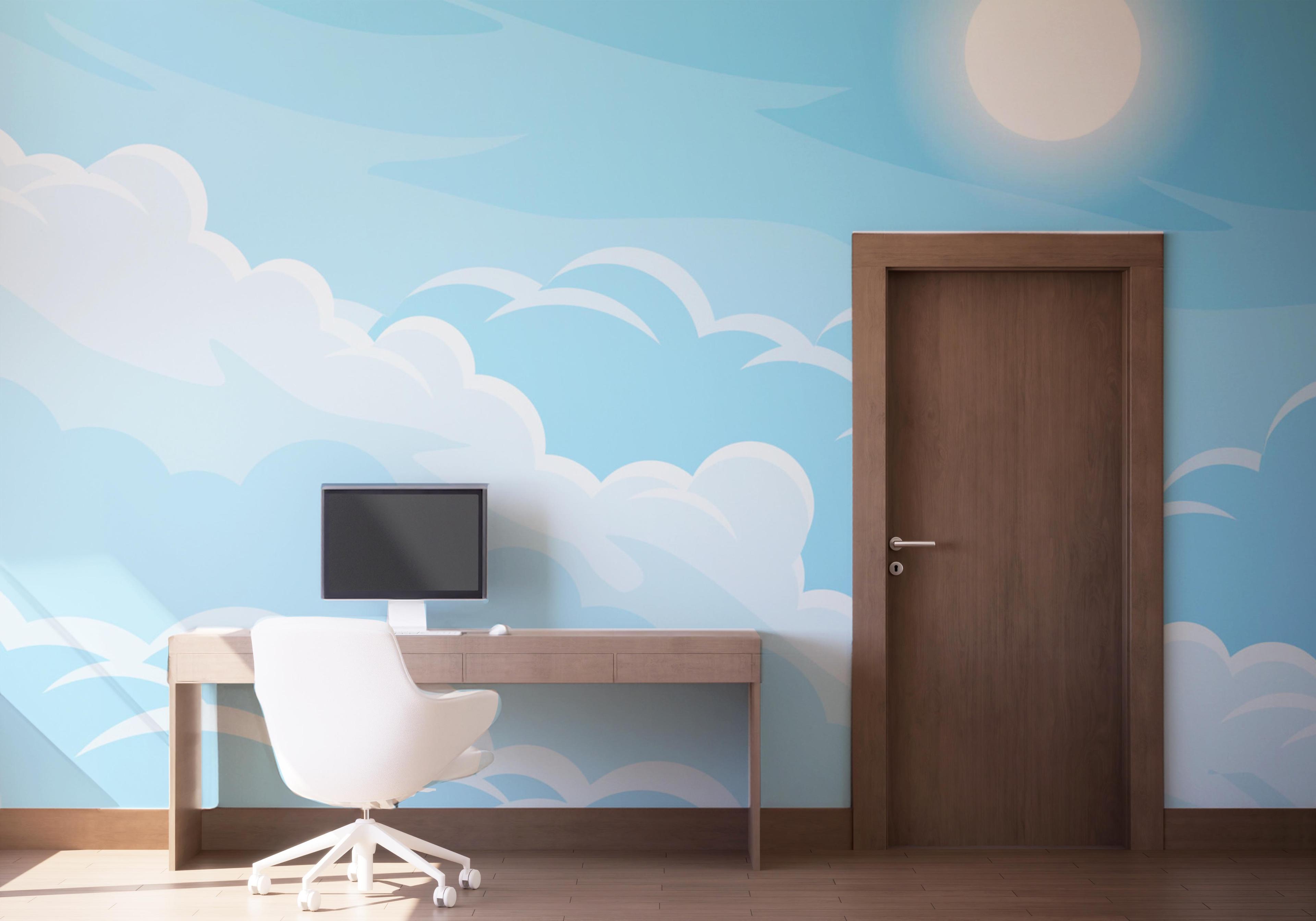 Fototapet Simple Blue Cloud mockup 1