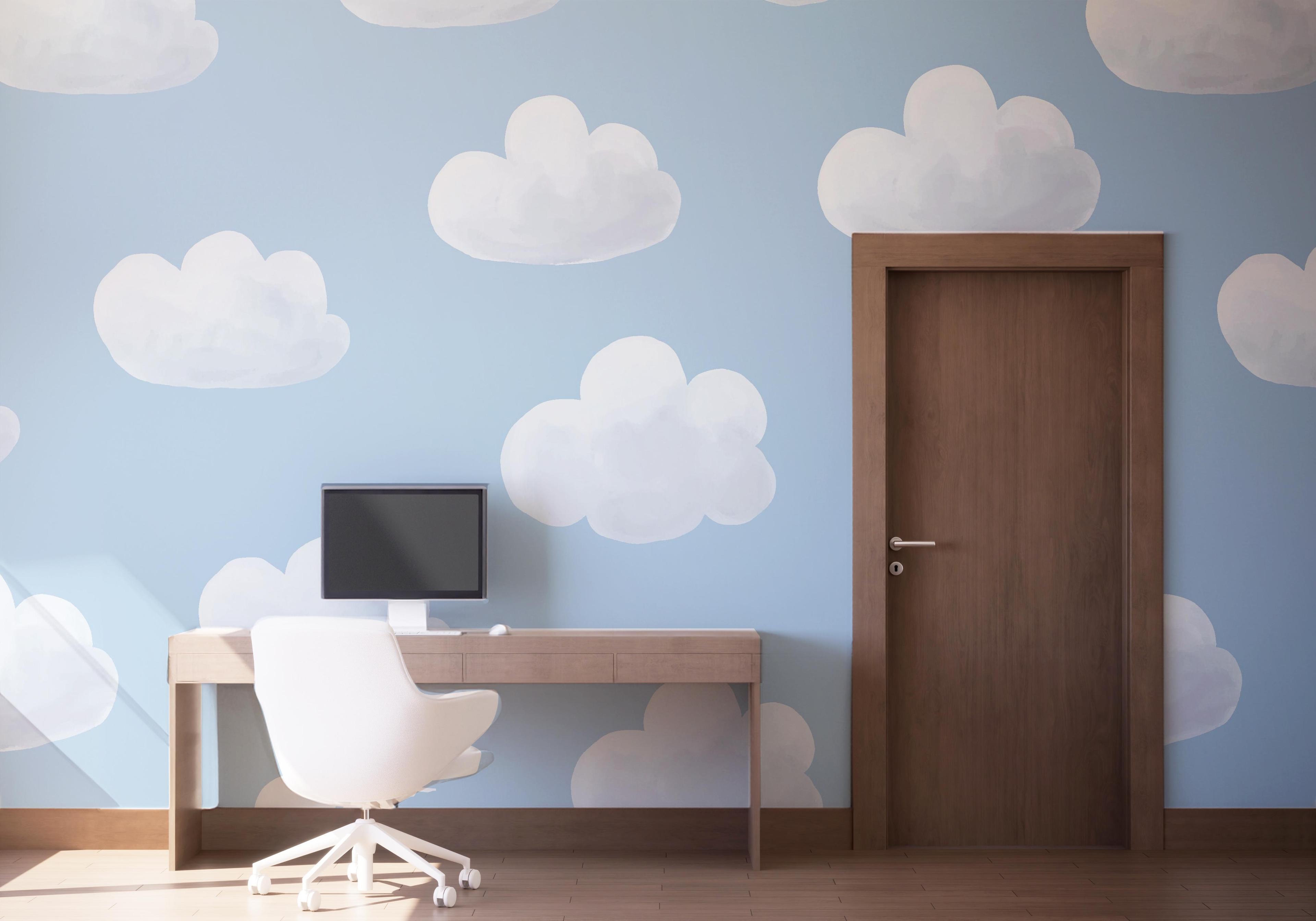 Fototapet White Grey Cloud mockup 1