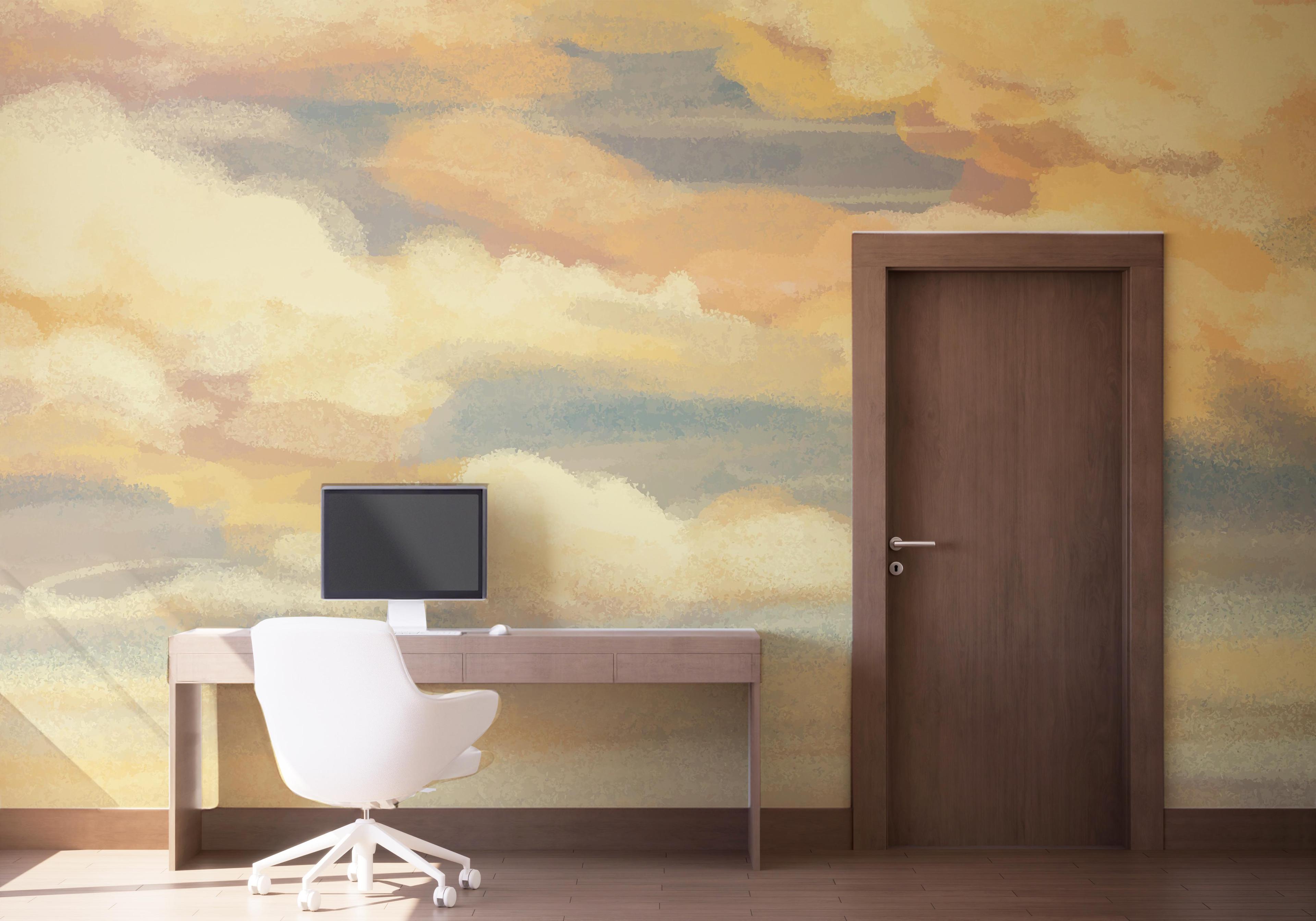 Fototapet Yellow Cream Clouds mockup 1