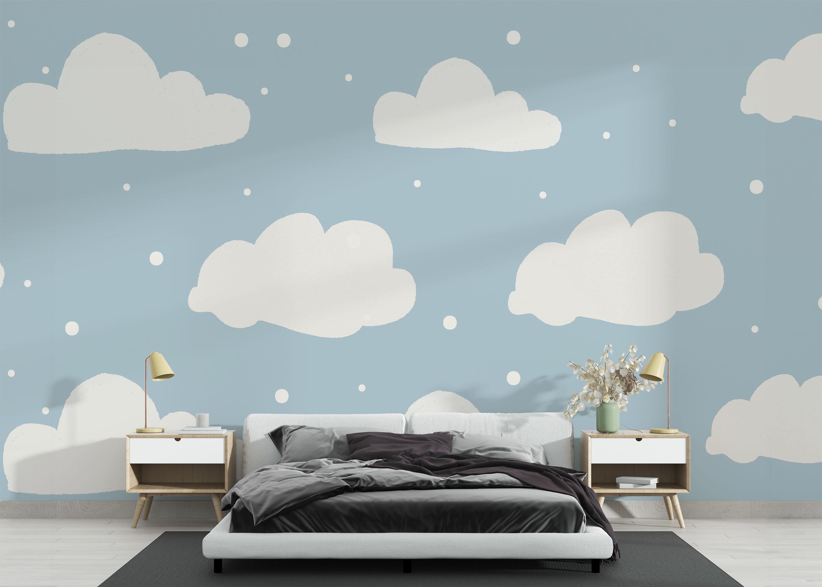 Fototapet Kids Cute Clouds mockup 3