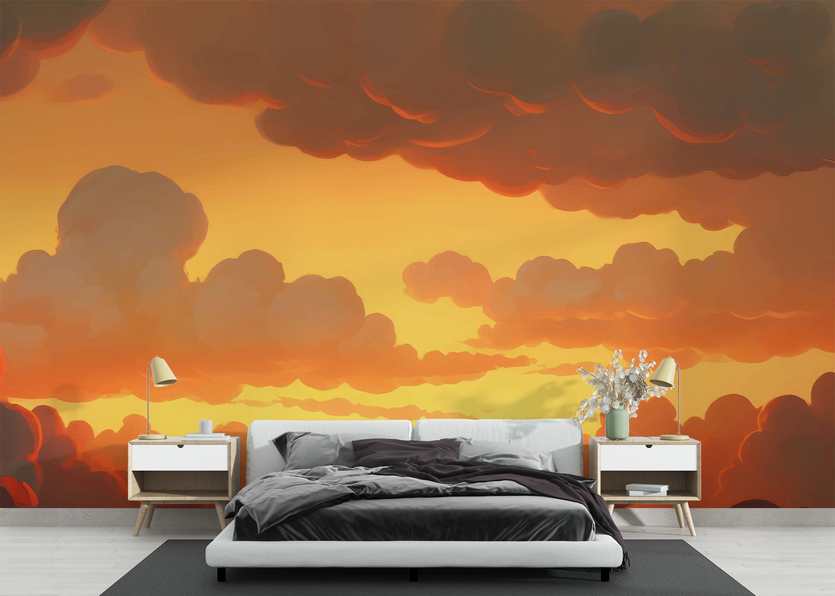 Fototapet Orange Cloud Light mockup 3