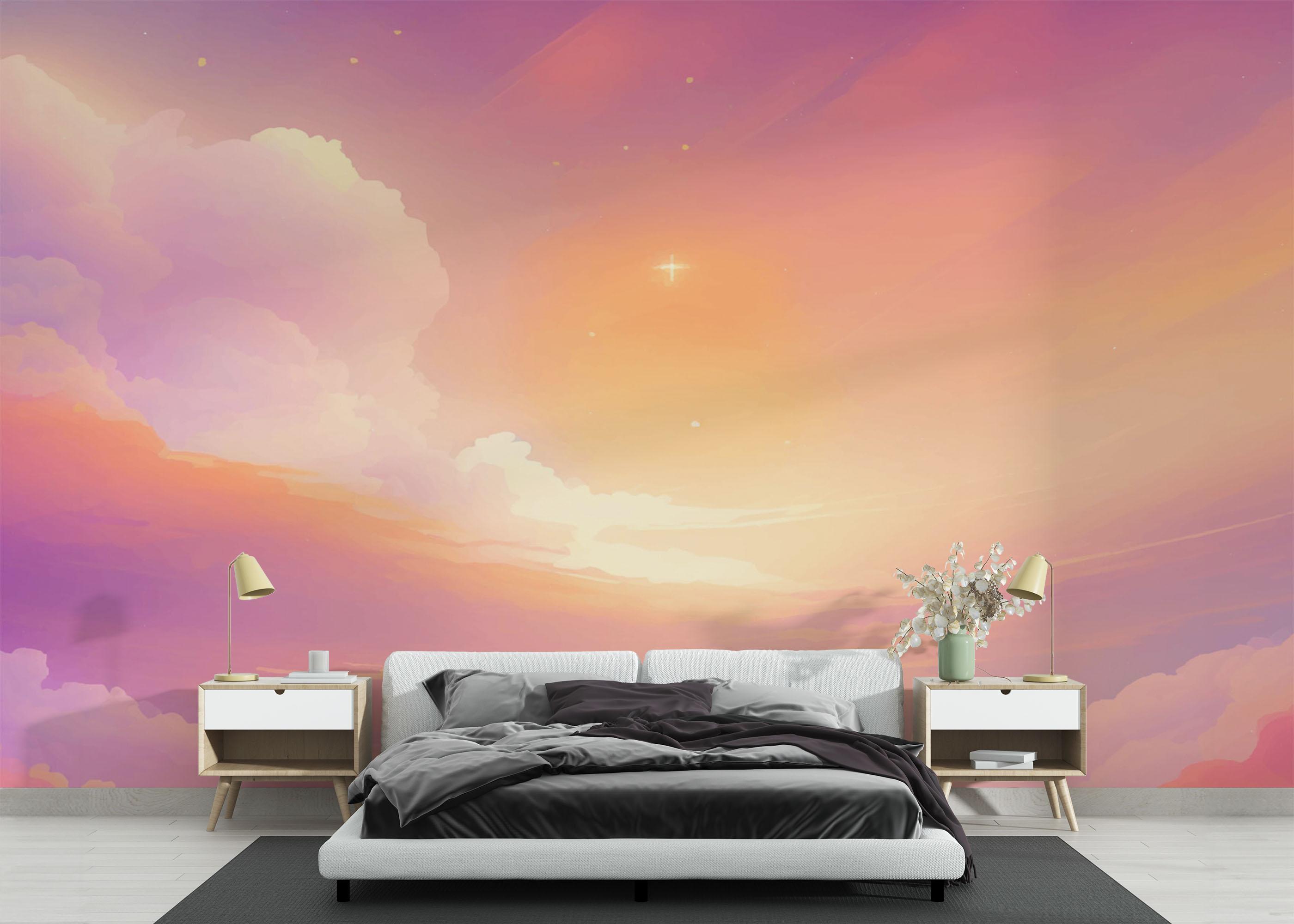 Fototapet Orange Pink Clouds mockup 3