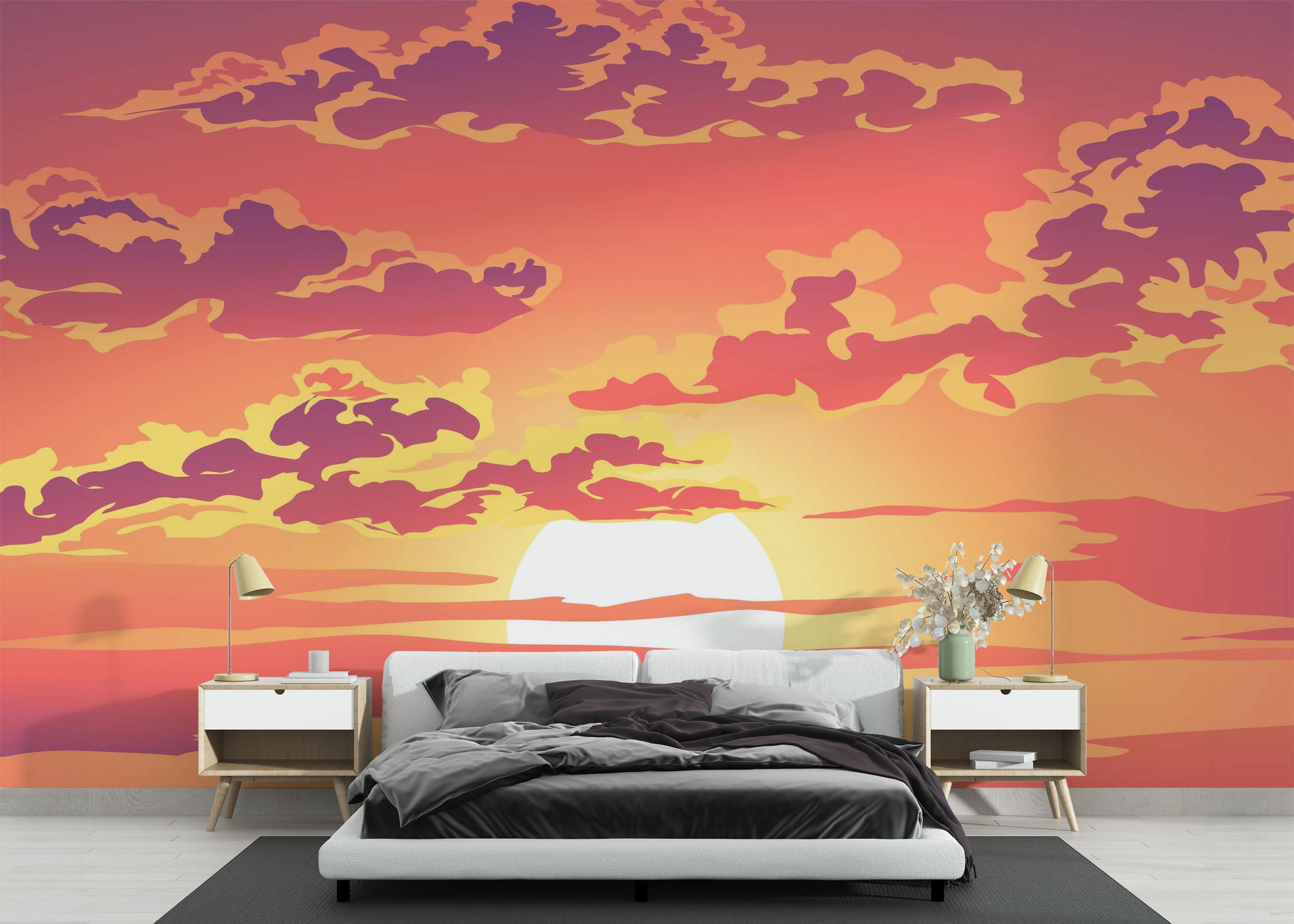 Fototapet Purple Orange Cloud mockup 3
