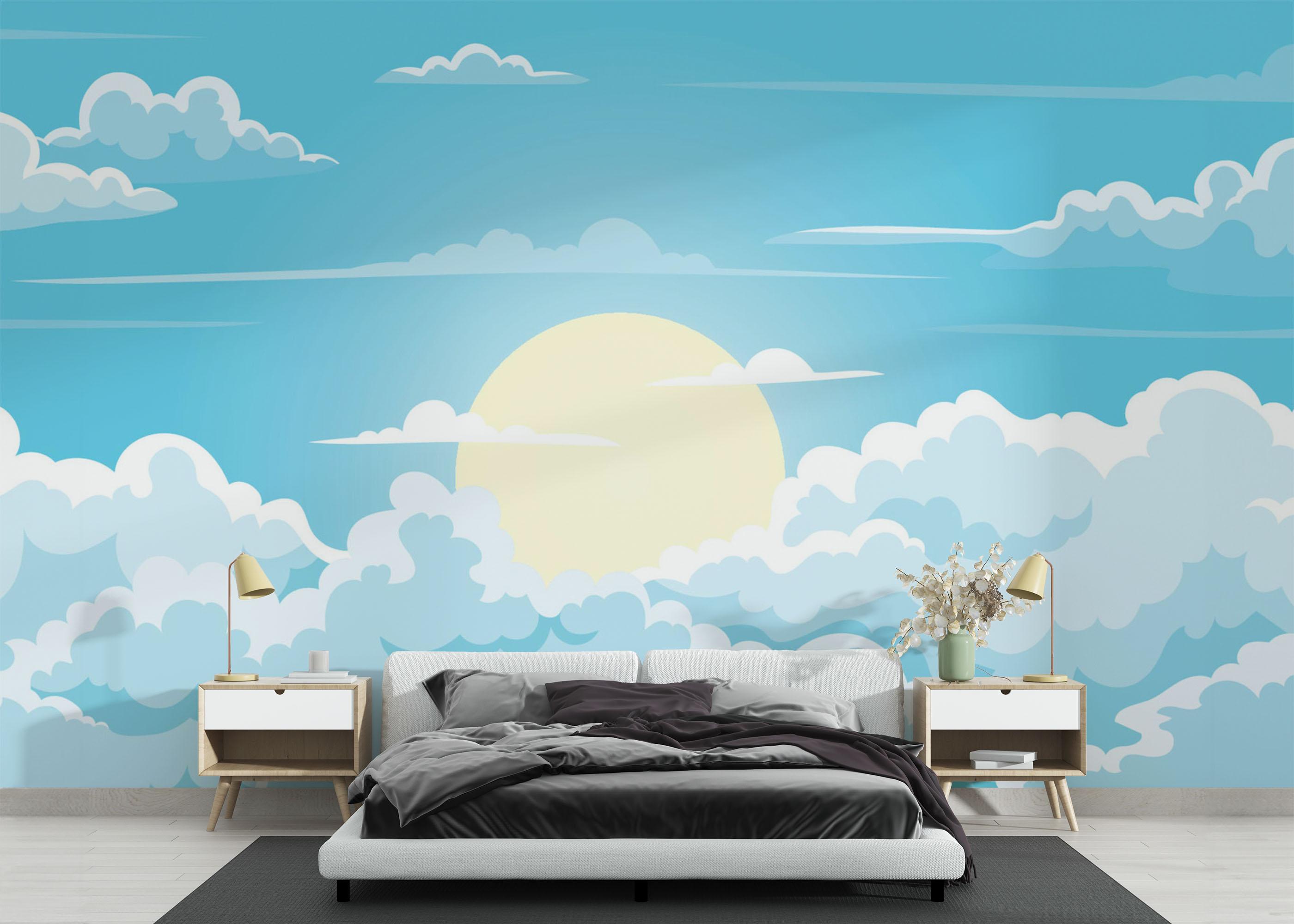 Fototapet Sunny Day Clouds mockup 3