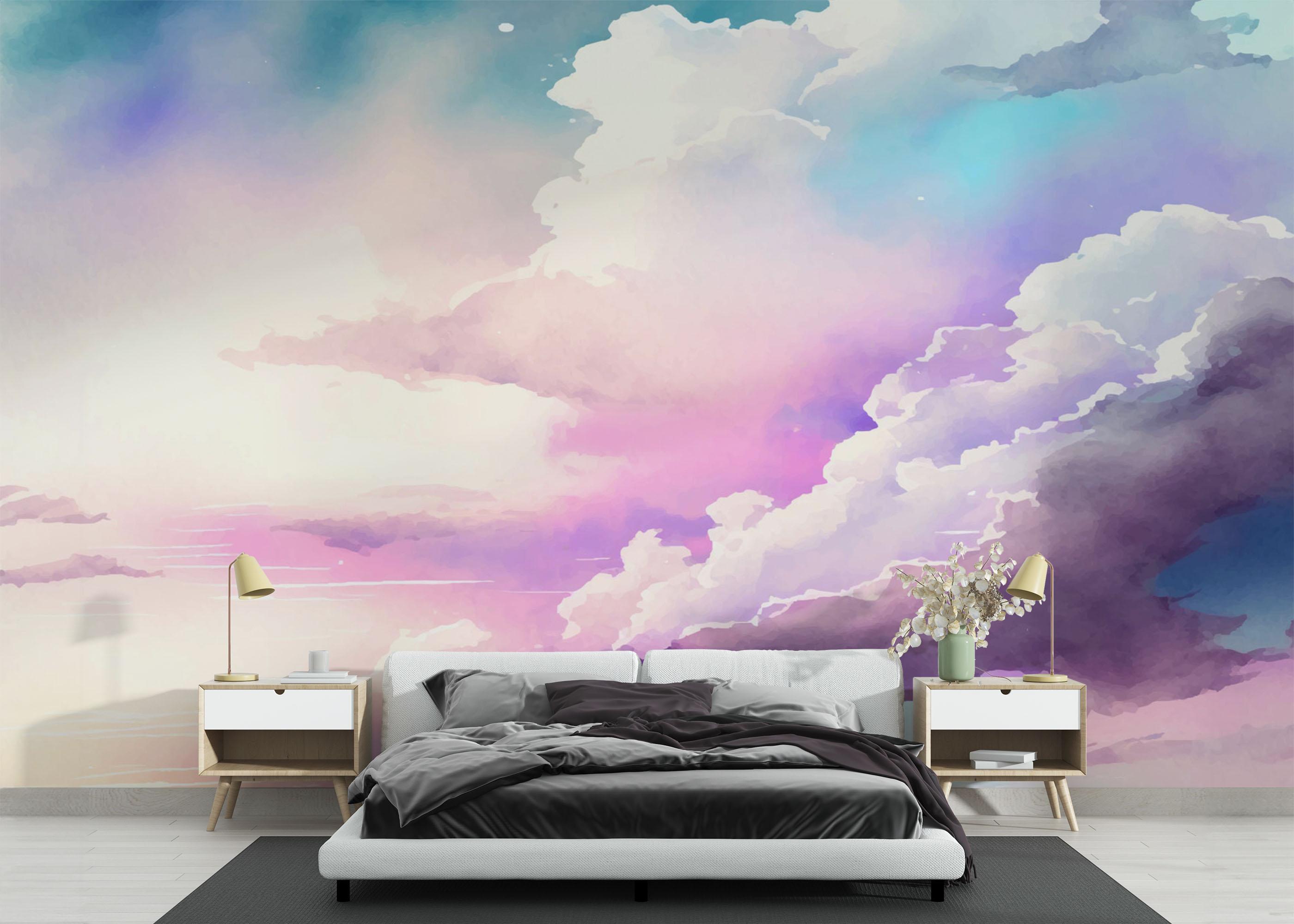 Fototapet Watercolor Purple Sky mockup 3