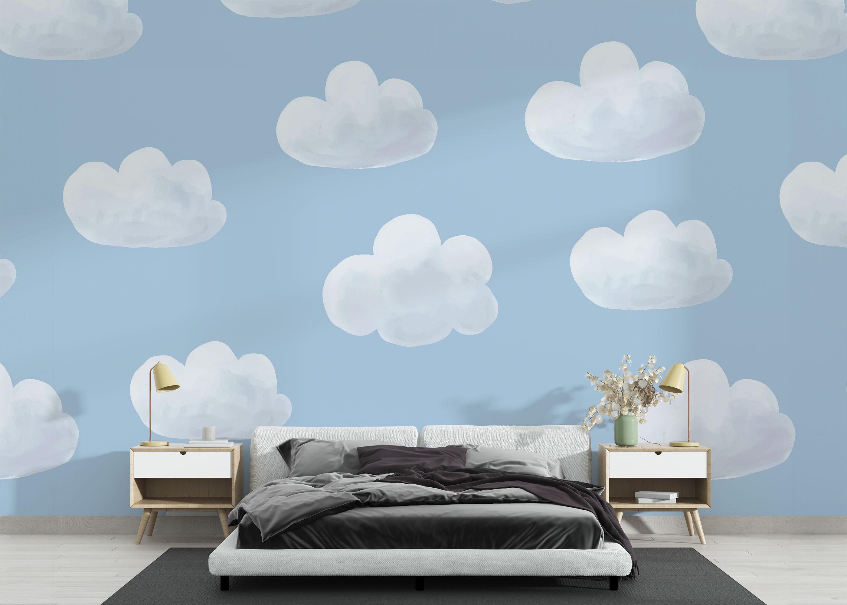 Fototapet White Grey Cloud mockup 3
