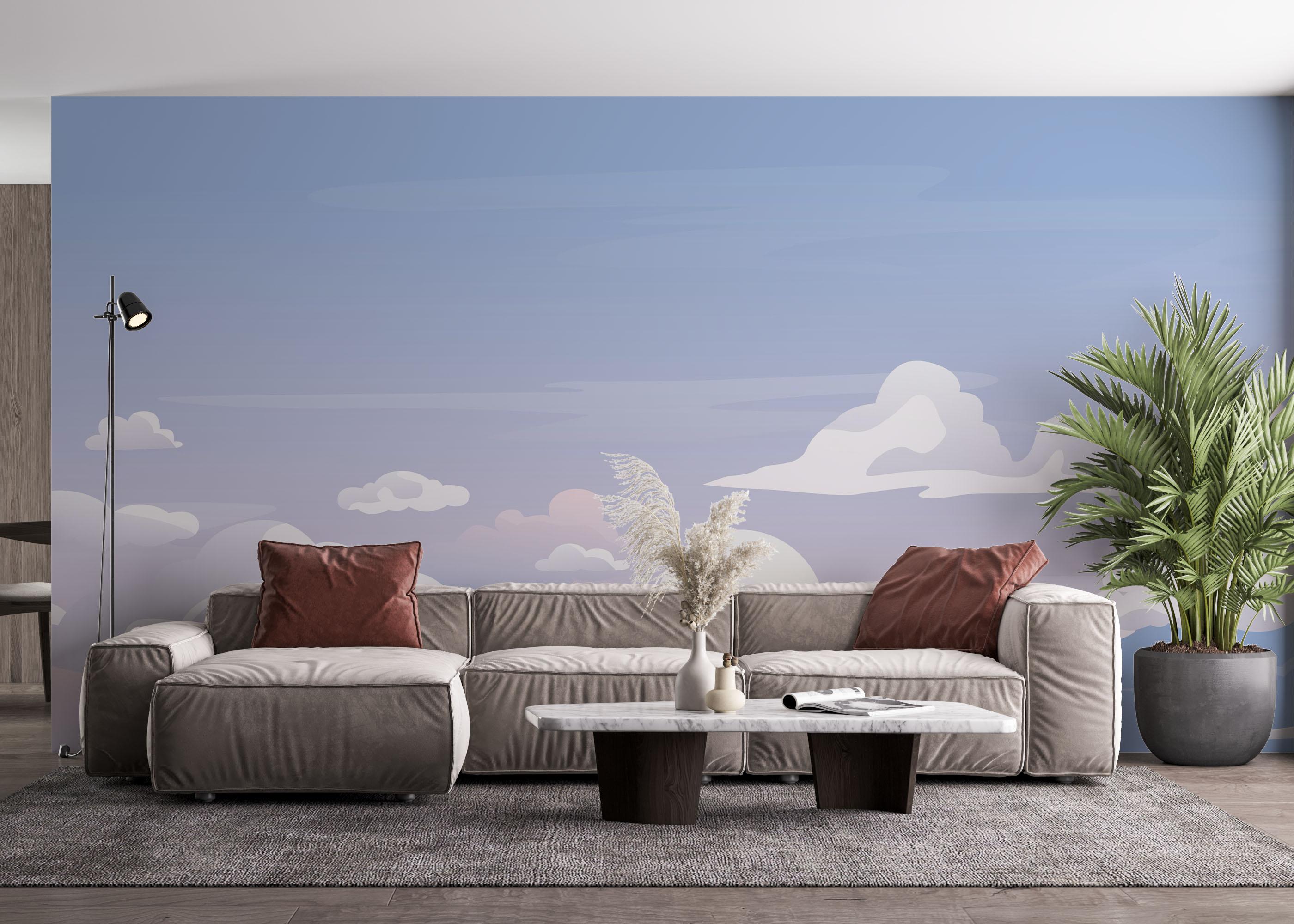 Fototapet Cartoon Clouds Art mockup 4