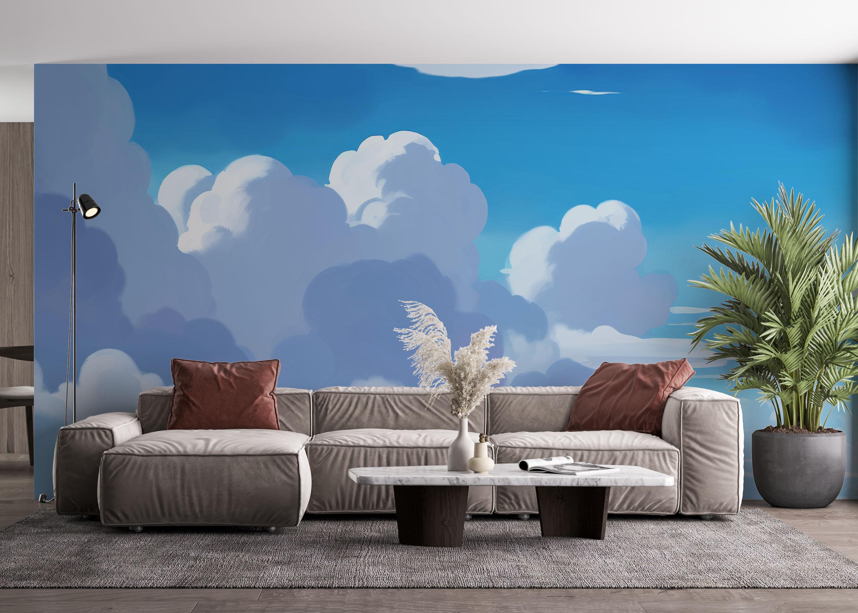 Fototapet Fluffy Clouds Art mockup 4