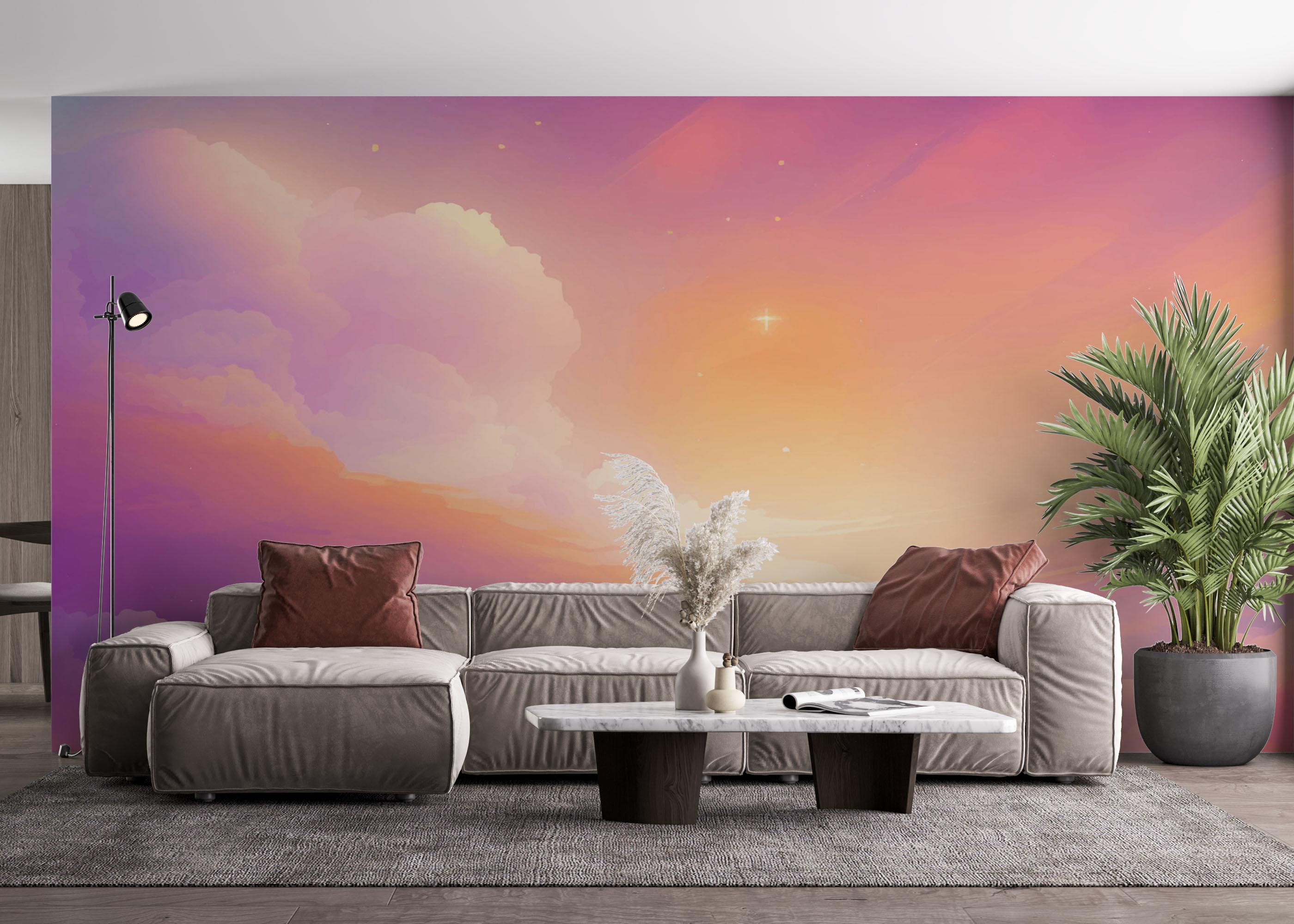 Fototapet Orange Pink Clouds mockup 4