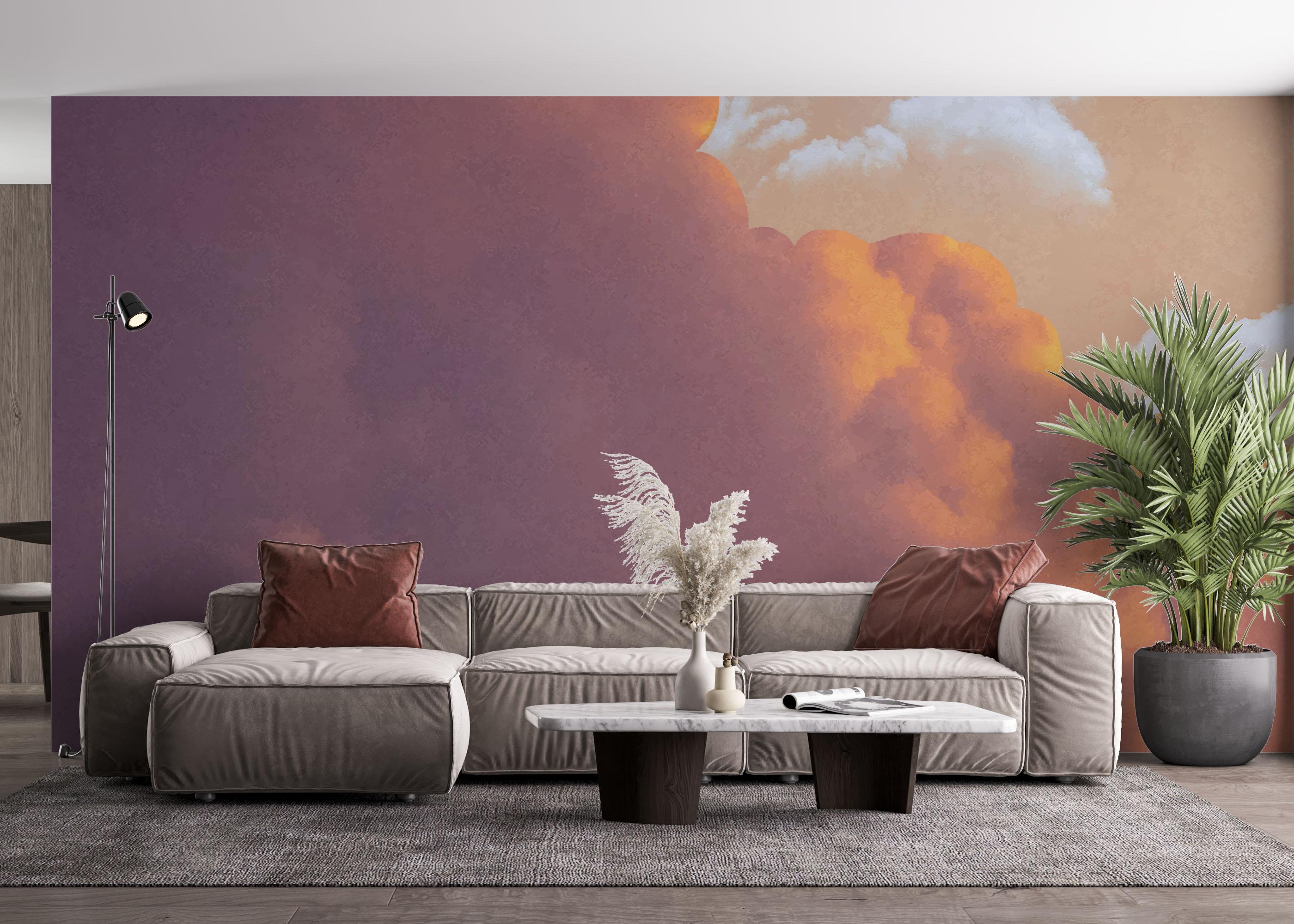 Fototapet Orange Purple Cloud mockup 4