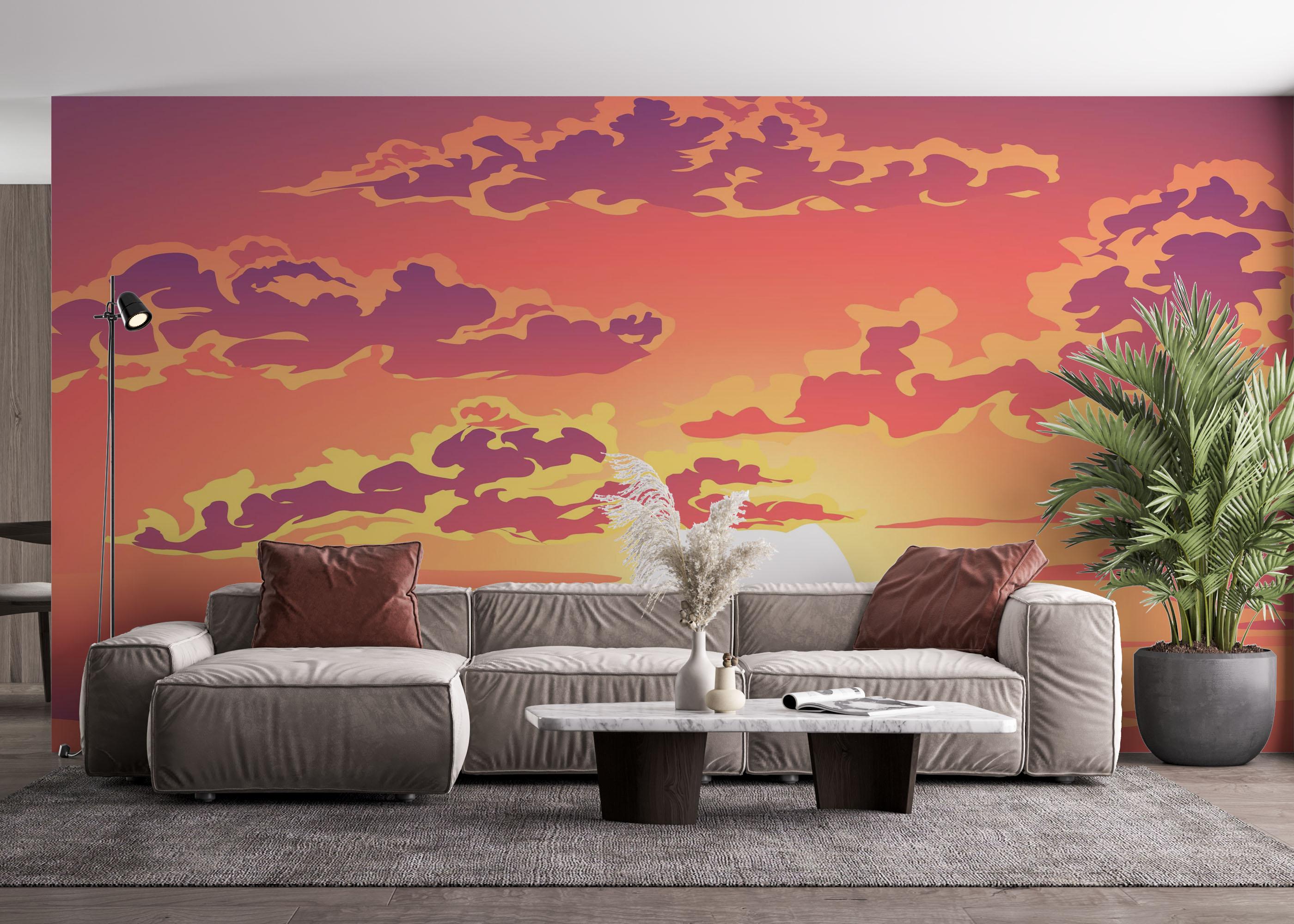 Fototapet Purple Orange Cloud mockup 4