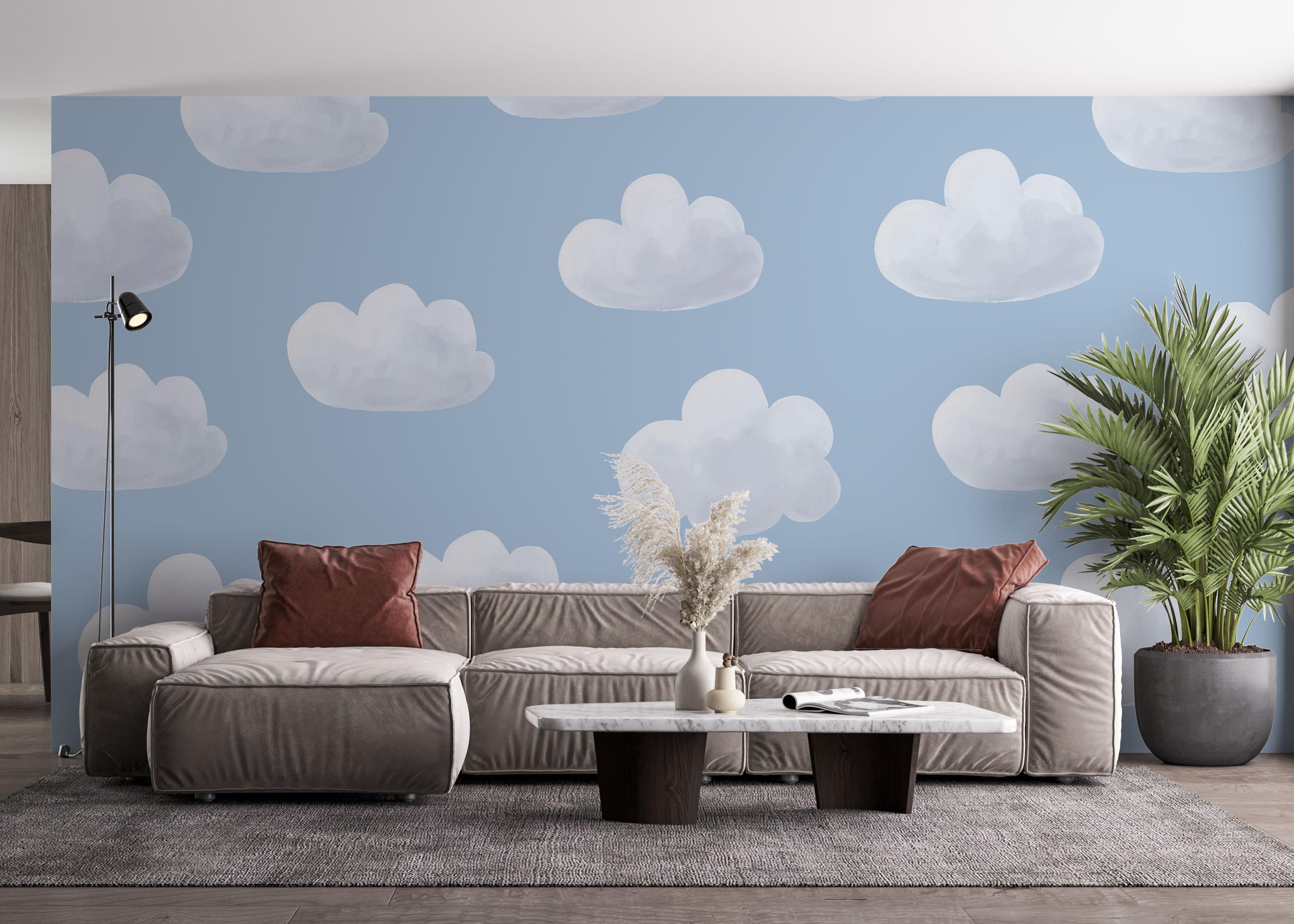 Fototapet White Grey Cloud mockup 4