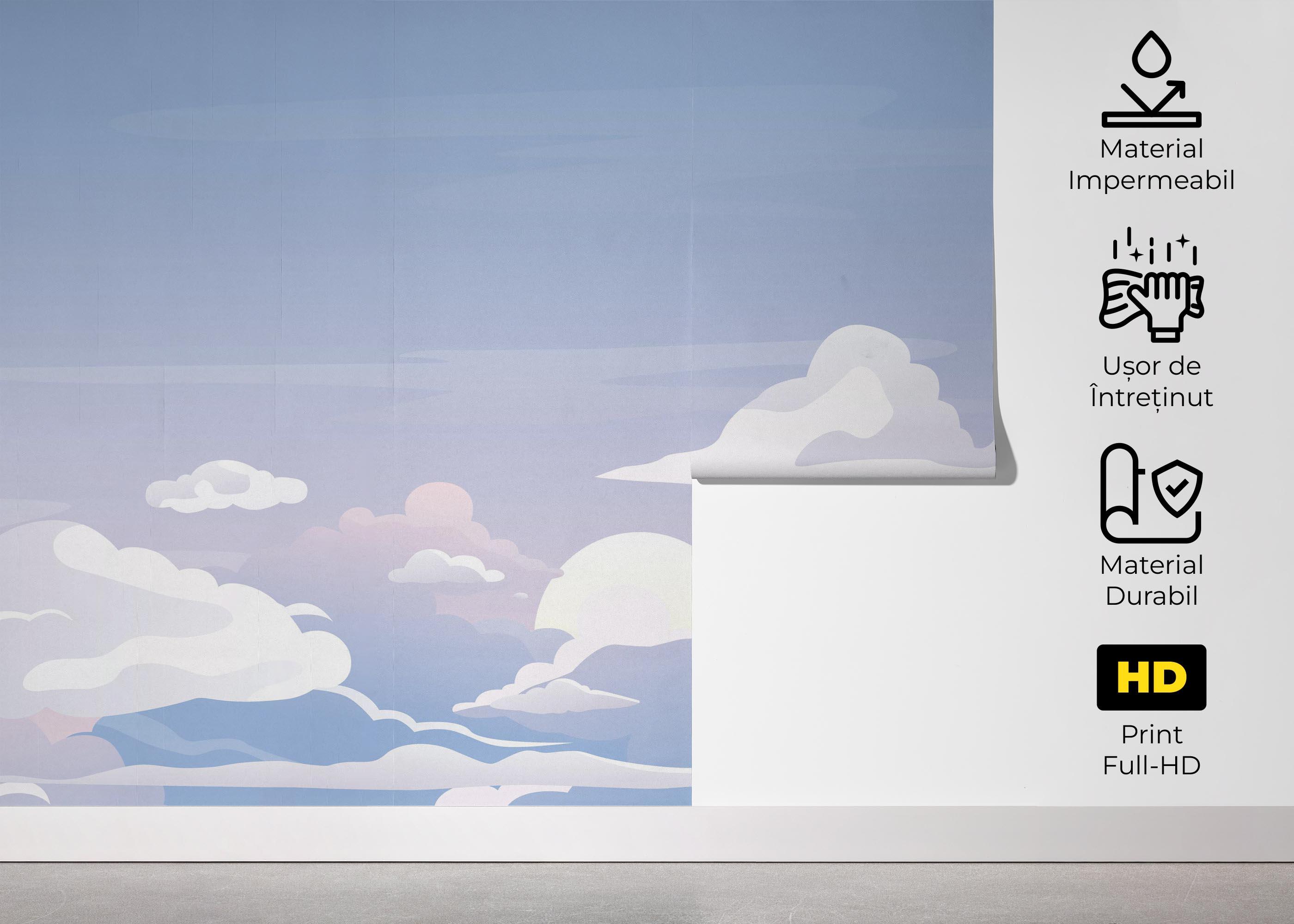 Fototapet Cartoon Clouds Art mockup 5