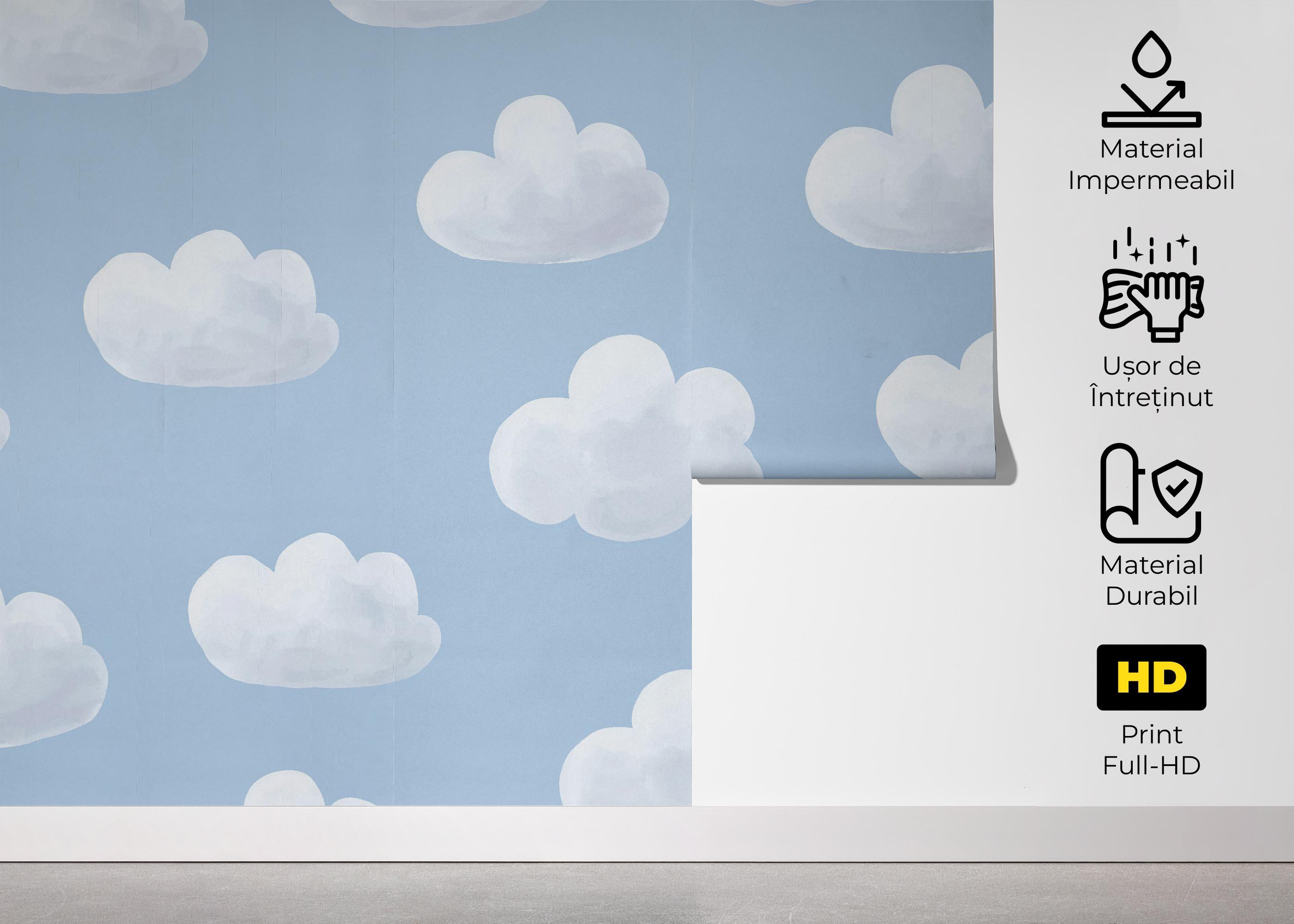 Fototapet White Grey Cloud mockup 5