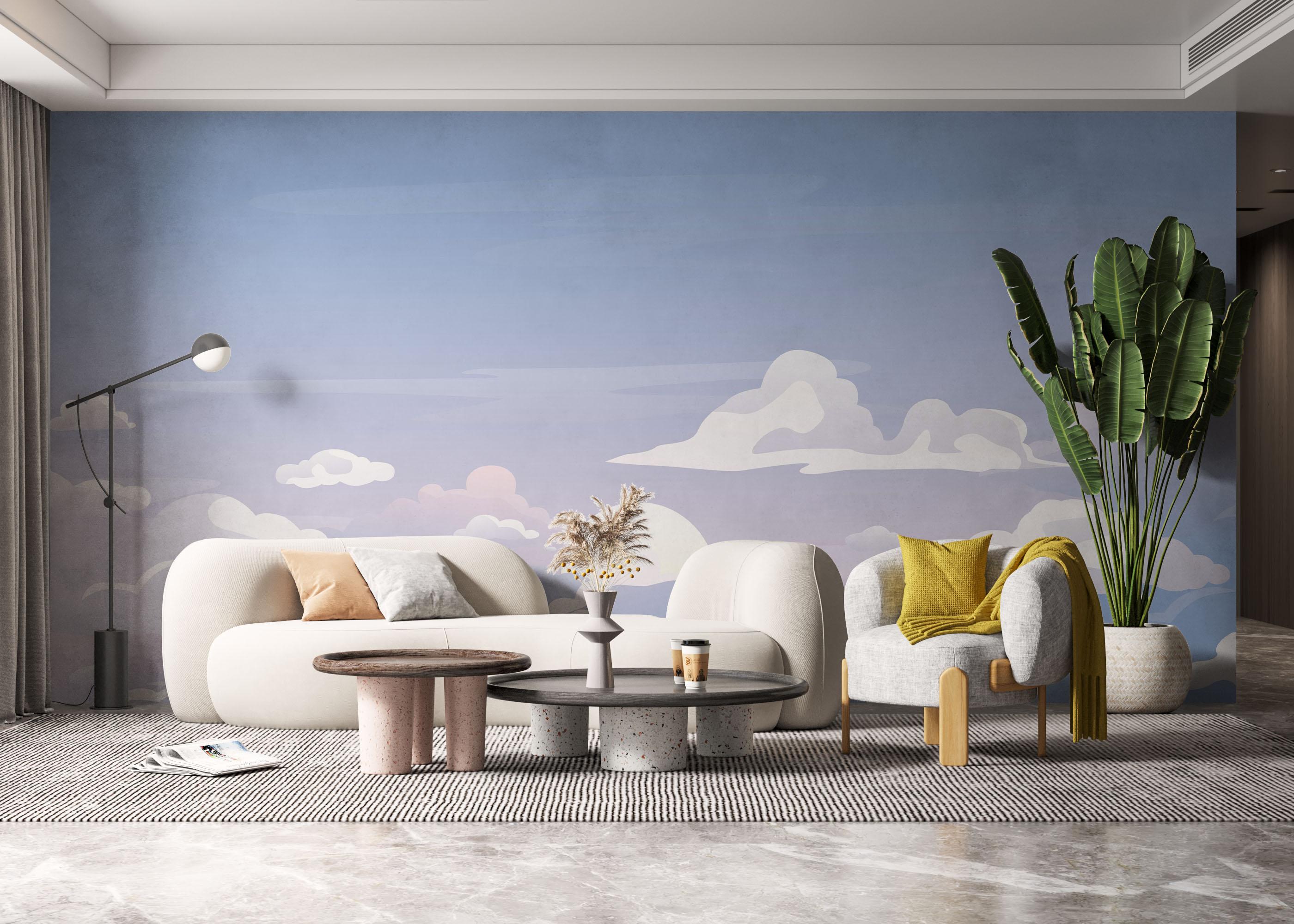 Fototapet Cartoon Clouds Art mockup 6